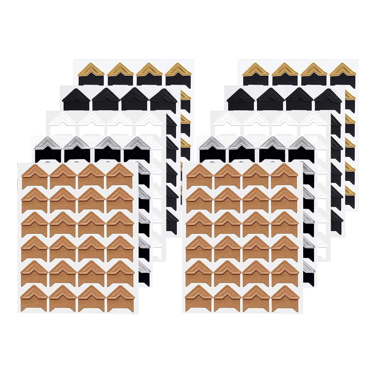 BSTHP Photos Mounting Sticker, 120 Pcs Photo Corners Stickers Self Adhesive for Bedroom DIY Scrapbooking, Picture Album(5 Color)