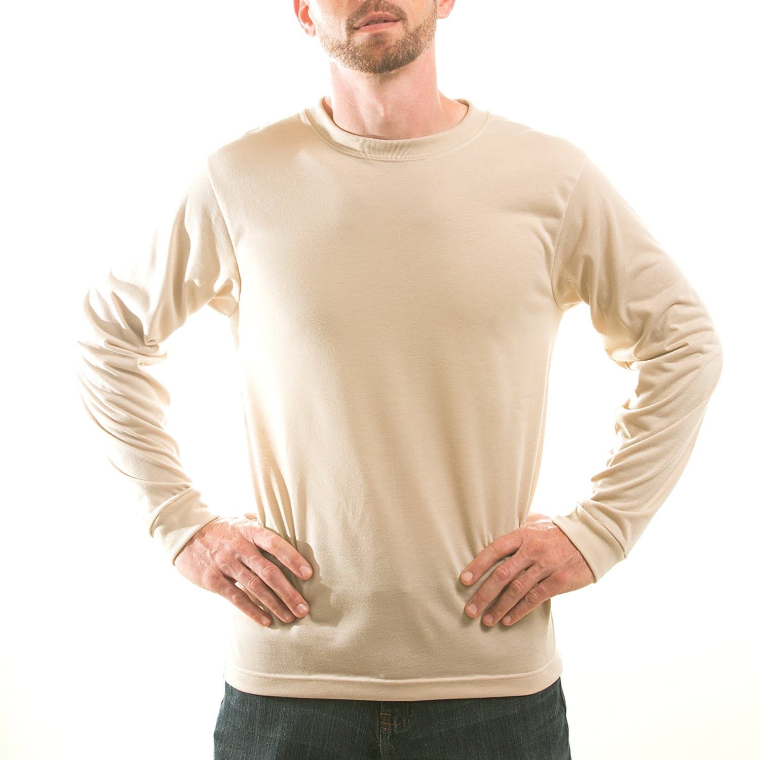 MP Biomedicals Men's Basic Performance Long Sleeve T-Shirt Sand