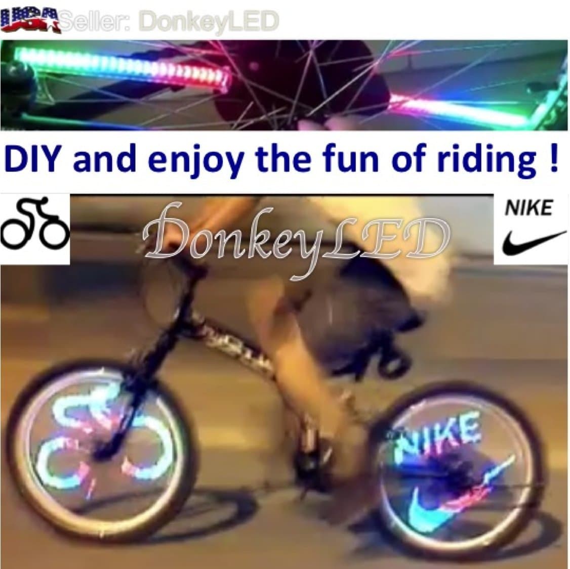 48 Full Color LED Bike Wheel Light - 48 Patterns Plus Program 20 More - Waterproof