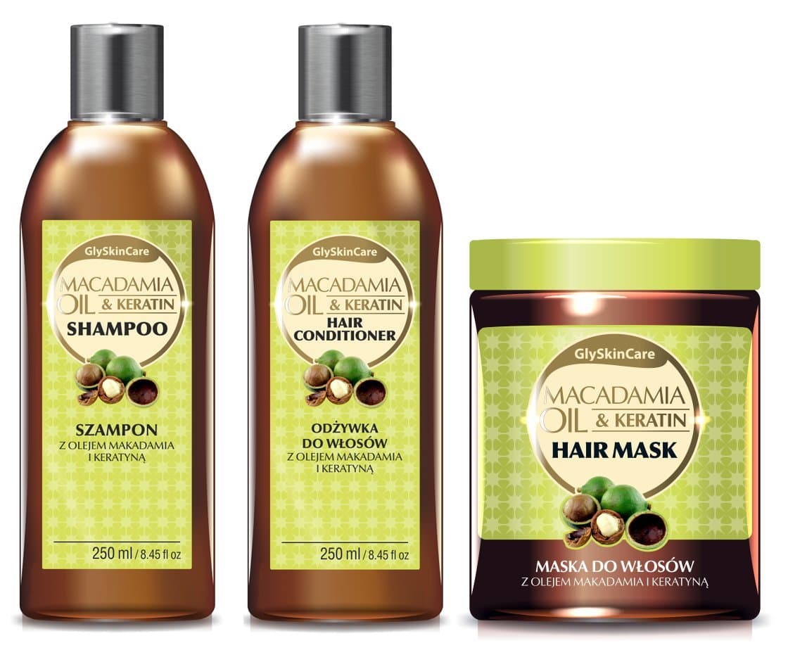 Macadamia Hair Treatment Set: Macadamia Organic Oil & Keratin Hair Conditioner & Shampoo & Hair Mask - Infused with Natural Ingredients - Free from SLS, parabens and Dyes