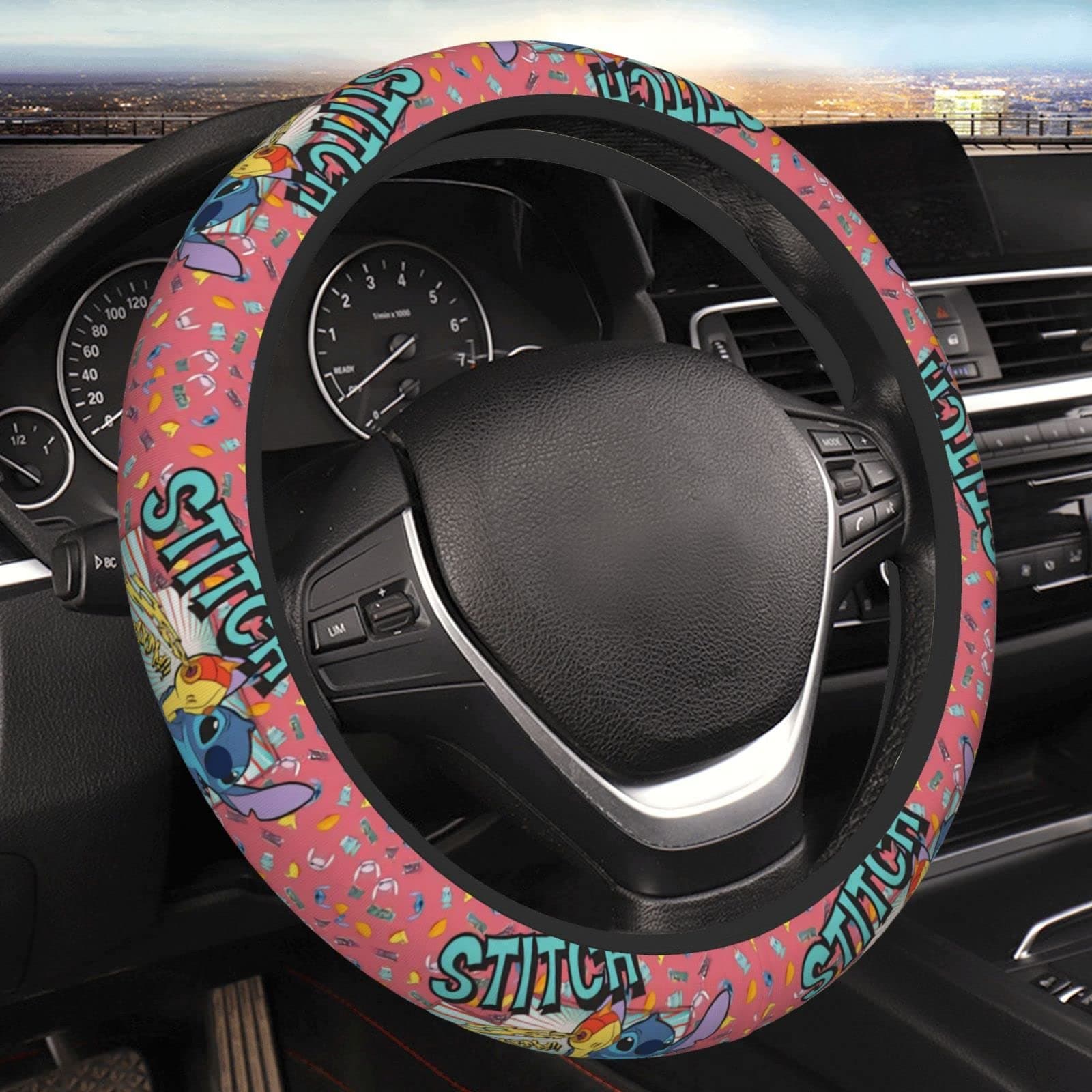 Gearbest Cute Cartoon Stitch Steering Wheel Cover Universal 15 in Car Accessories for Men Women,Steering Wheel Protector Comfortable Protective Case for SUV Sedan Decor