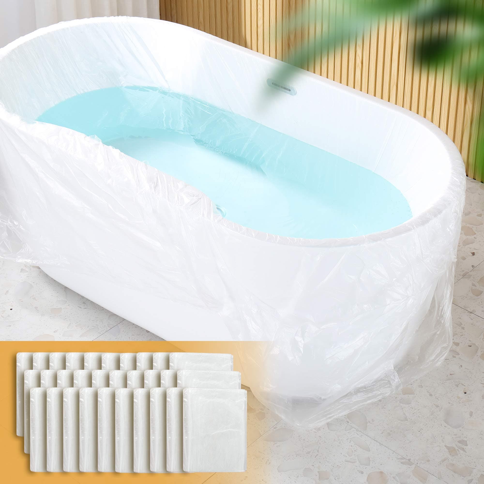30 Pack Disposable Bathtub Cover Liner, Ultra Large Bathtub Liner Plastic Bag for Salon, Household and Hotel Bath Tubs (102x47 Inch)