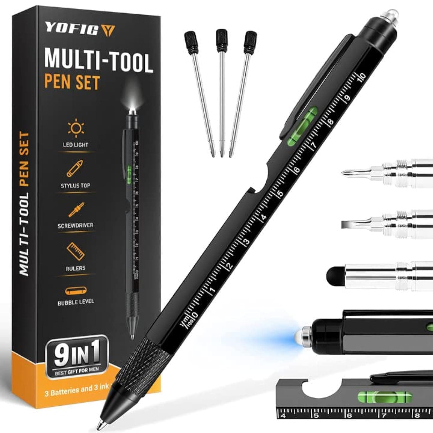 YOFIG Gifts for Men, Father's Day Gifts, 9 in 1 Multi Tool Pen Gadgets for Men Dad Gifts, Father's Day Gifts from Daughter/Son, Men Gifts for Him, Birthday Gifts for Men, Christmas Gifts for Him