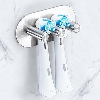 Toothbrush Holder, Electric Toothbrush Holder Wall Mounted, Anti-Rust Metal Toothbrush Head Holders for Bathroom, Self Adhesive Non Screw Tooth Brush Holder Organiser (Silver, Small)