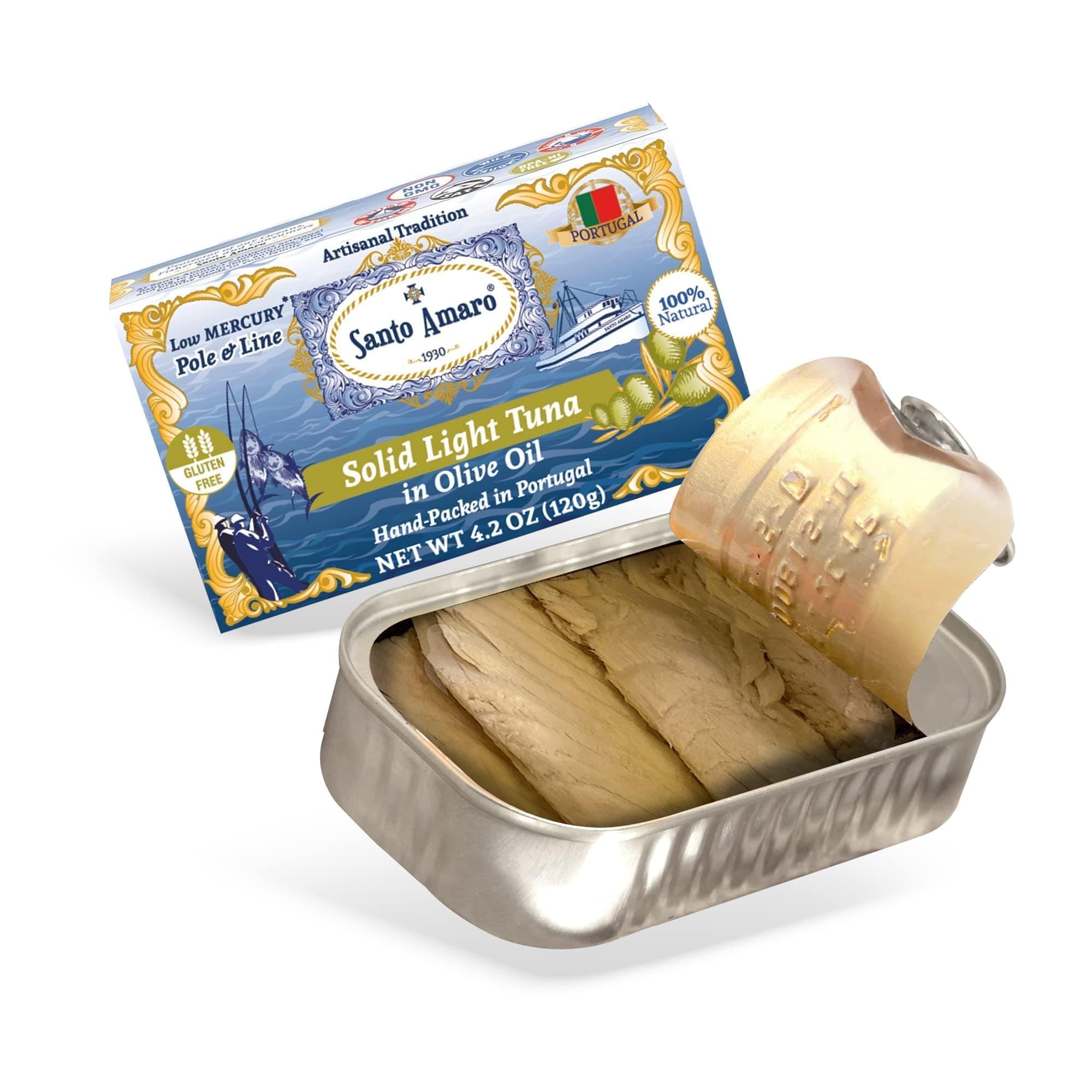 Artisanal Wild Tuna Fillets in Virgin Olive Oil, Hand-Packed Canned Tuna from Portugal, Atlantic Natural Tuna, Pole & Line Skipjack Tuna Canned, Low Mercury, 22g Protein Keto, Pack of 12
