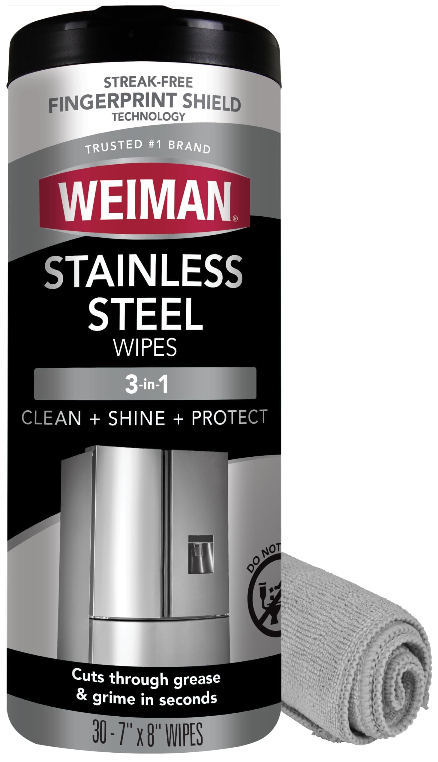 Weiman Stainless Steel Cleaning Kit - Wipes, 30 Count And Microfiber Cloth