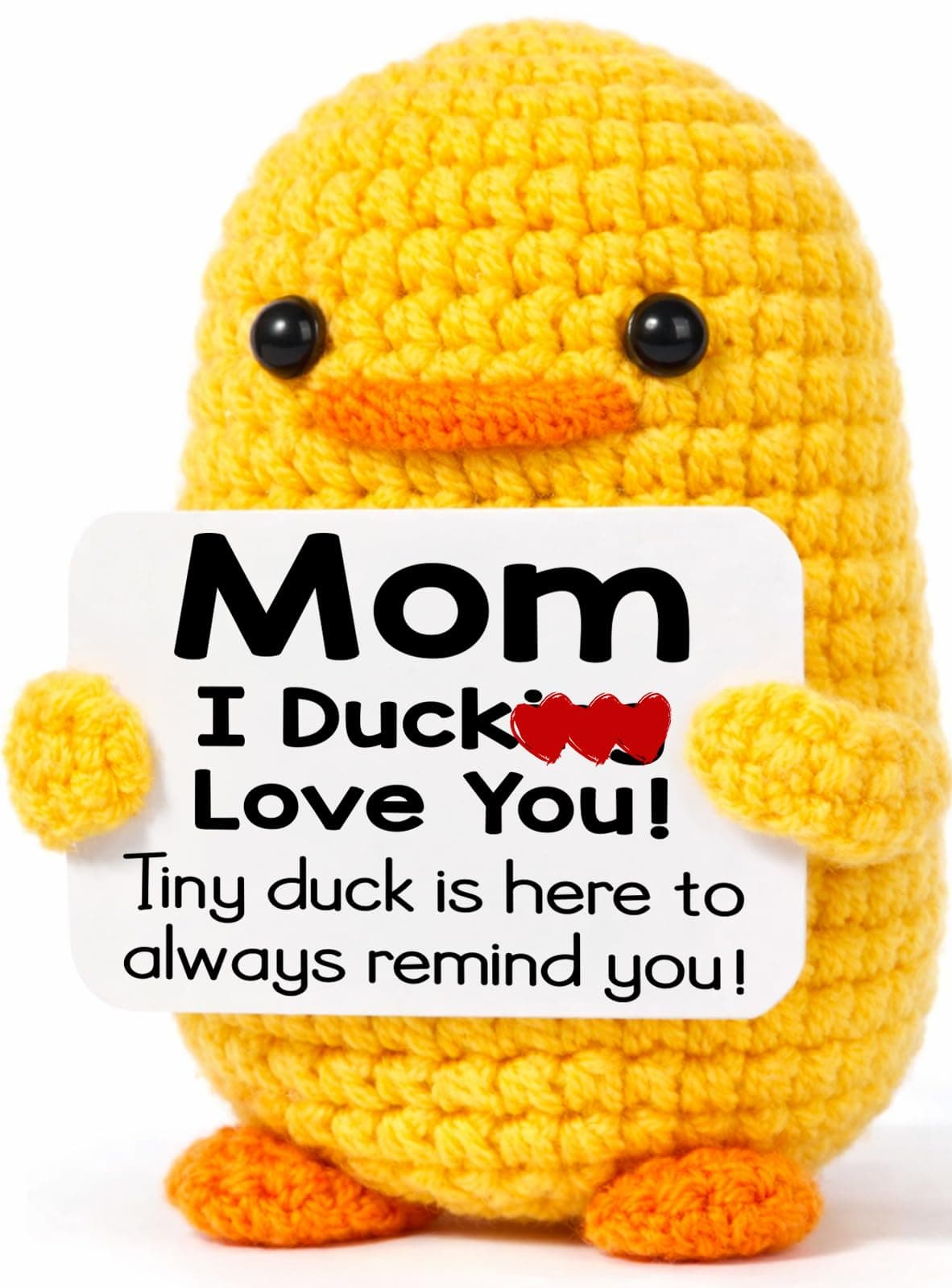 MBL Gifts for Mom Mothers Day - Funny Small Crochet Duck Birthday Mother's Day Easter Basket Christmas Stocking Stuffers Unique Gift for Mama Mother from Daughter Son, I Duck Love You Mom