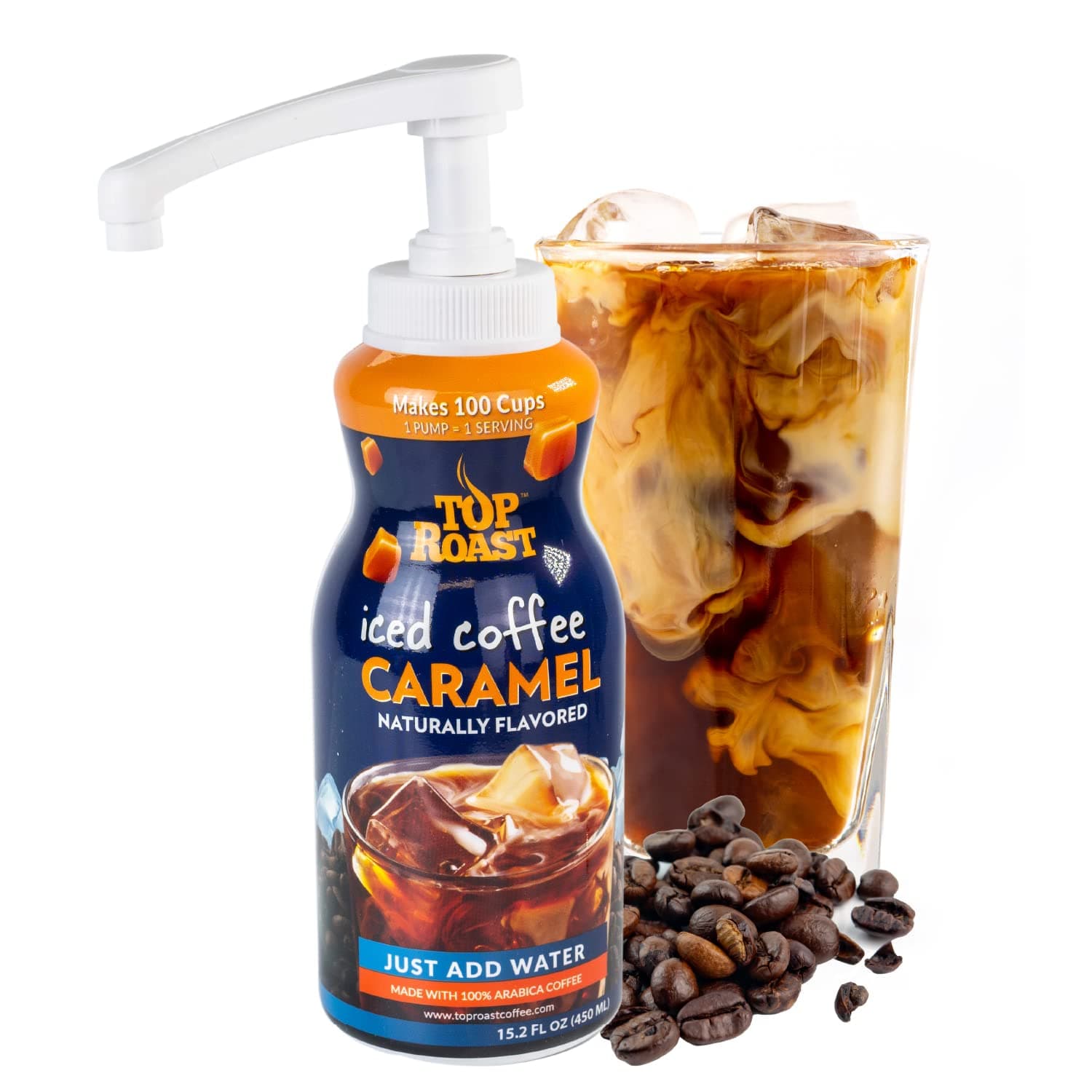 Top Roast Caramel Iced Coffee | Ultimate 64:1 Coffee Concentrate | Makes 100 Cups | Includes Pre-Measured Pump | 15.2 Fl Oz | Just add 1 pump to water or milk…