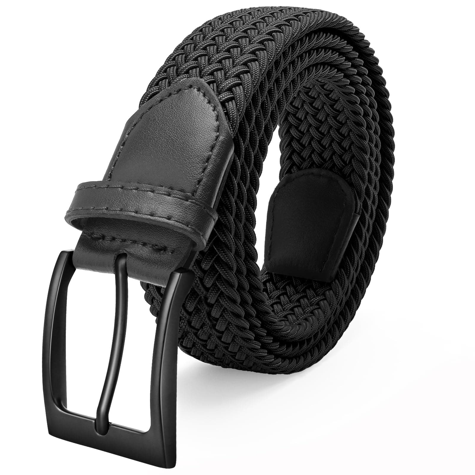 Men's Golf Belt, Stretch Braided Elastic Woven Casual Jeans Belts 1 3/8" Nylon Web Work Belts for Men