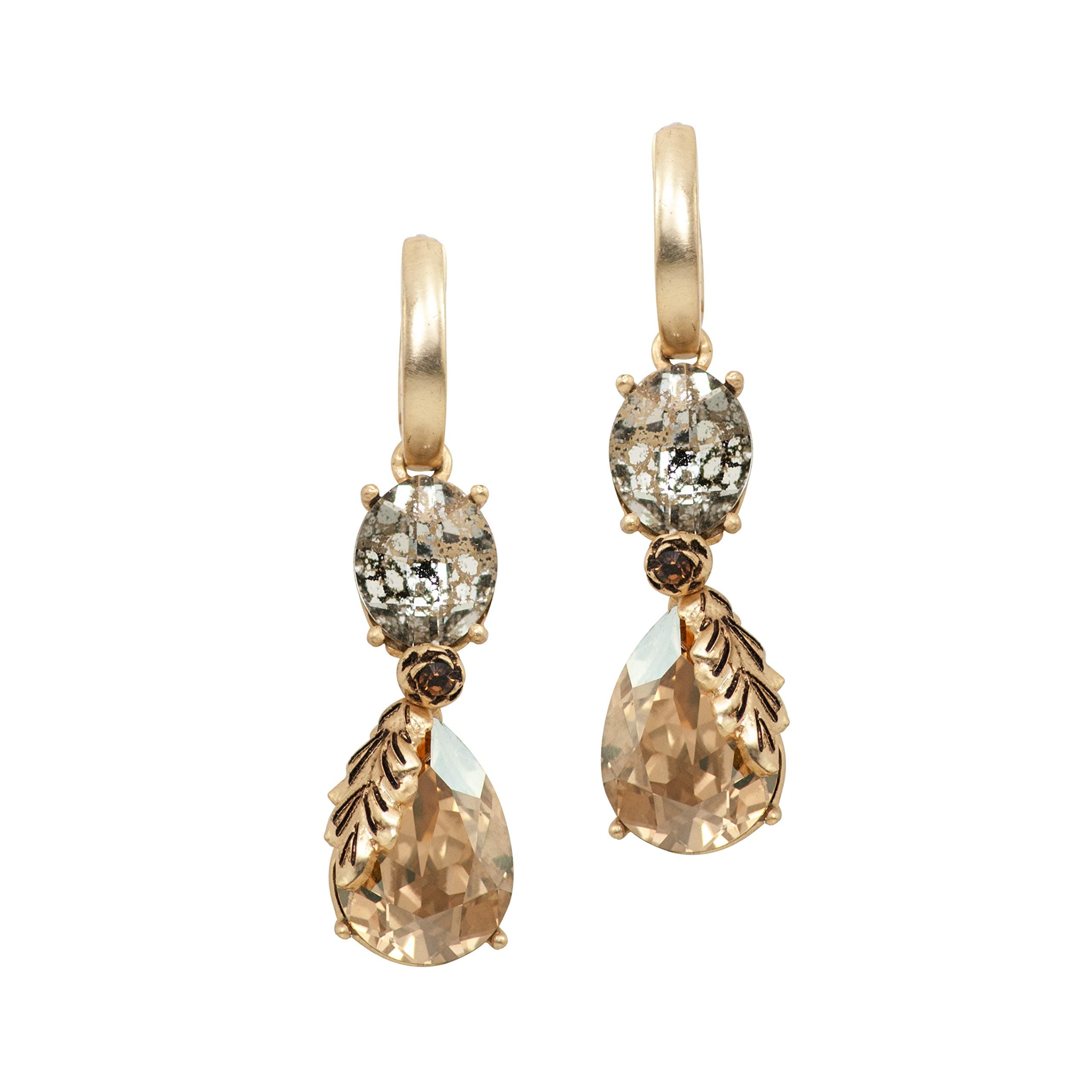 Nine Vice Hoop and Dangle Earrings in Gold Swarovski crystals