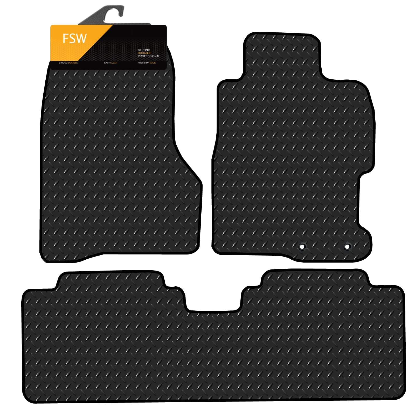 FSW - Tailored Car Mats -Honda Civic 2001-2005, 5 Door - HEAVY DUTY 3mm Rubber Matting - Anti Slip Mat - Waterproof, Non Slip Car Floor Mat, Fitted with Clips & Anti Slip Backing - 3PC