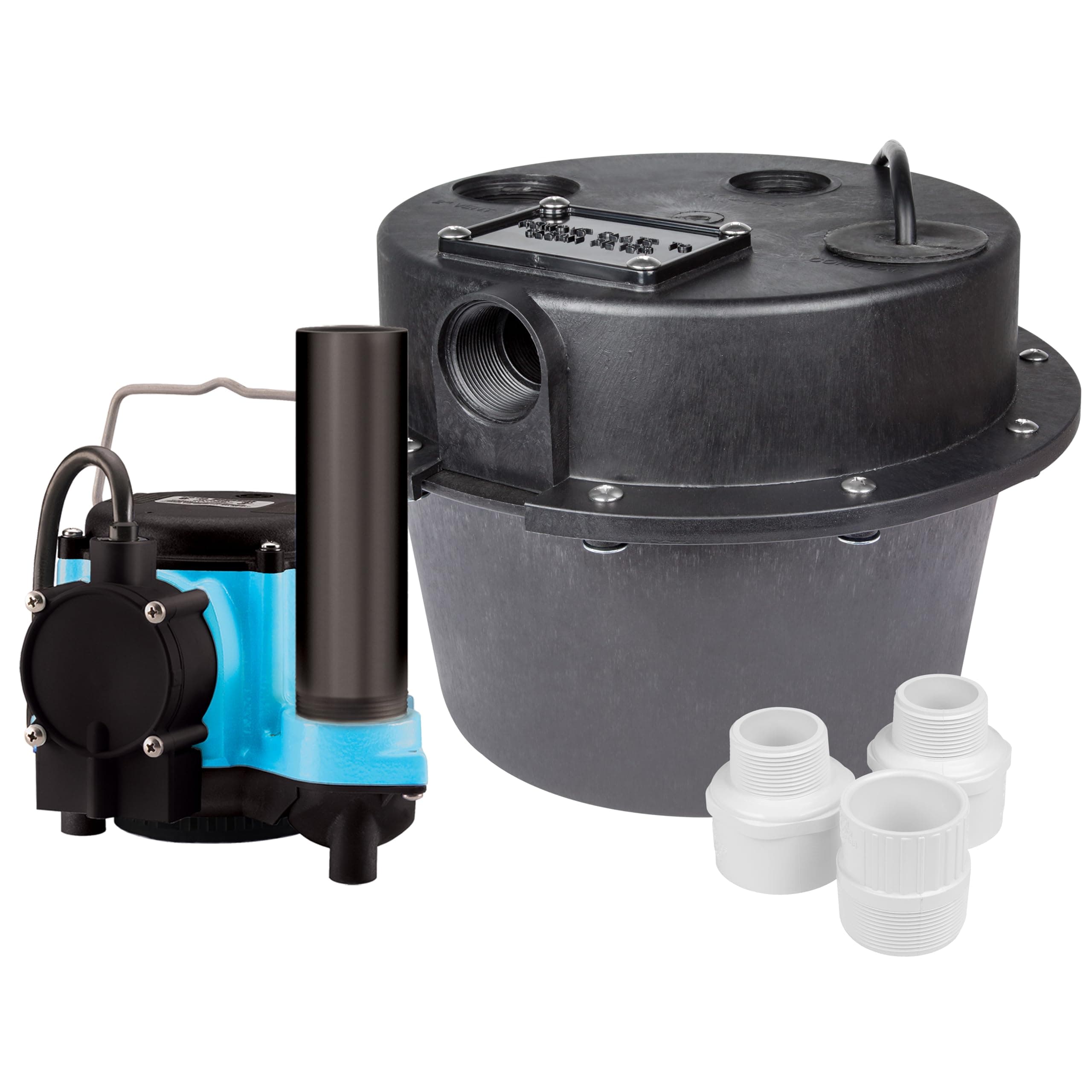 WRSC-6 115-Volt, 1/3 HP, 2760 GPH Compact Under Sink Drainosaur Automatic Sump Pump/Basin System with 10-Ft. Cord, Black/Blue, 506065