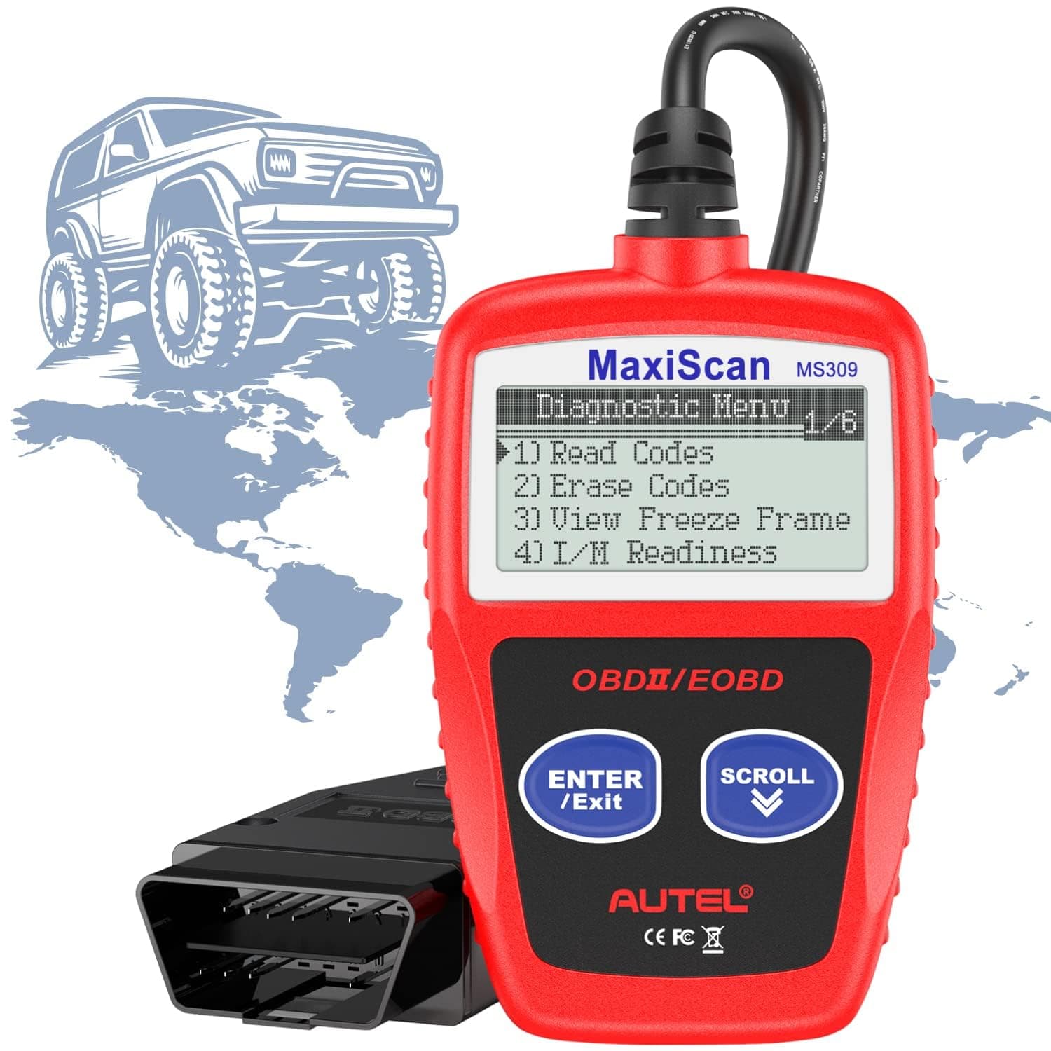 Autel OBD2 Scanner MaxiScan MS309 Car Check Engine Code Reader, Check Emission Monitor Status, Newer CAN Diagnostic Scan Tool for All OBD II Protocol Vehicles After 1996