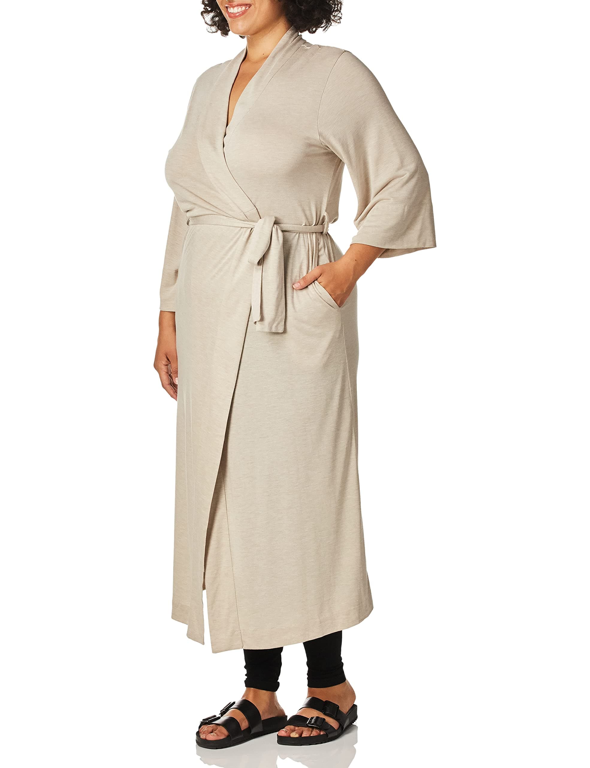 Natori Shangri La Long Robe with Kimono Sleeves, Bathrobe for Women
