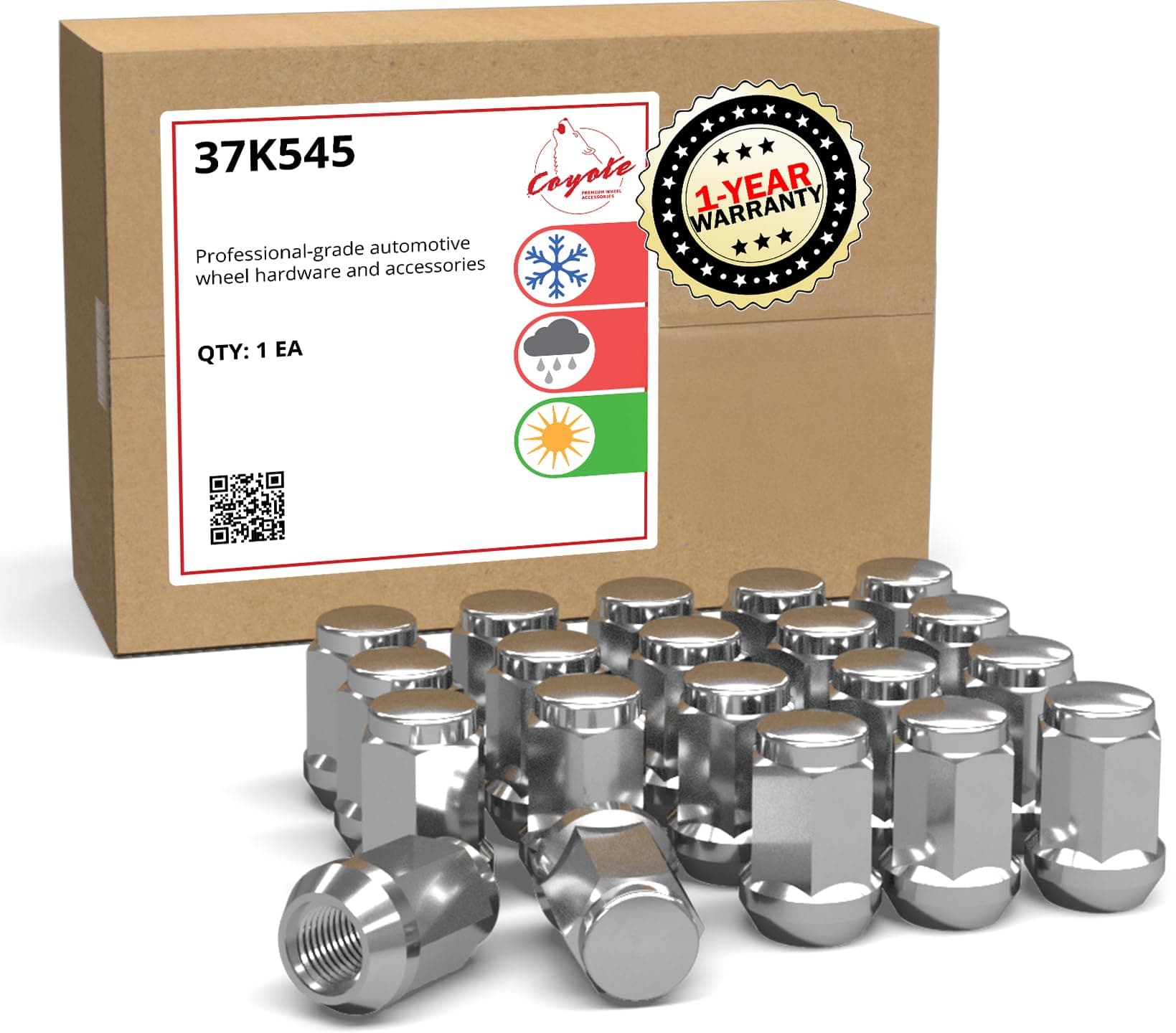 Wheel Accessories Parts 20 Pcs M12x1.5 12x1.5 Thread Bulge Acorn 1.38" 35mm Long Lug Nuts Chrome 3/4" 19mm Hex Fits Toyota Corolla Camry ｜ Ford Escape Fusion ｜ Honda Accord Civic