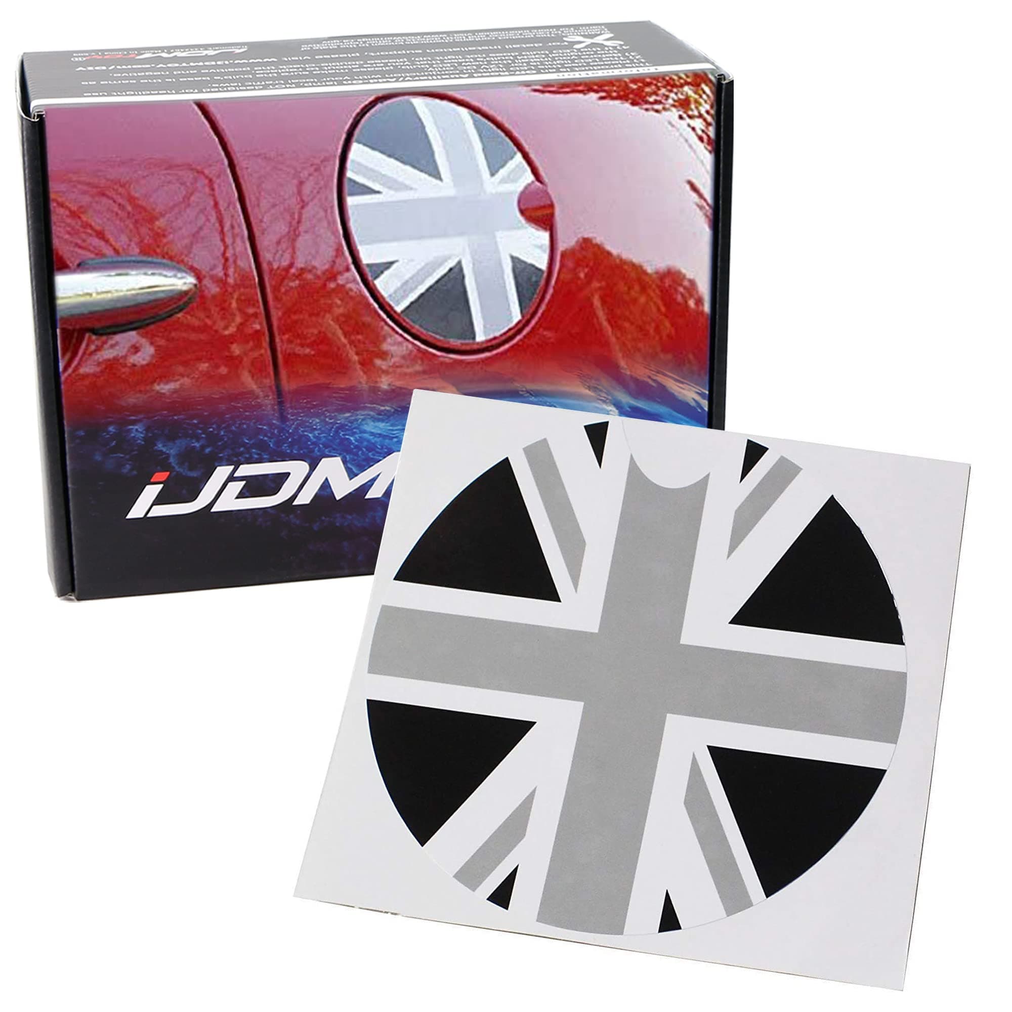 Black/Grey Union Jack UK Flag Pattern Vinyl Sticker Decal Compatible with All MINI Cooper Models Gas Cap Cover