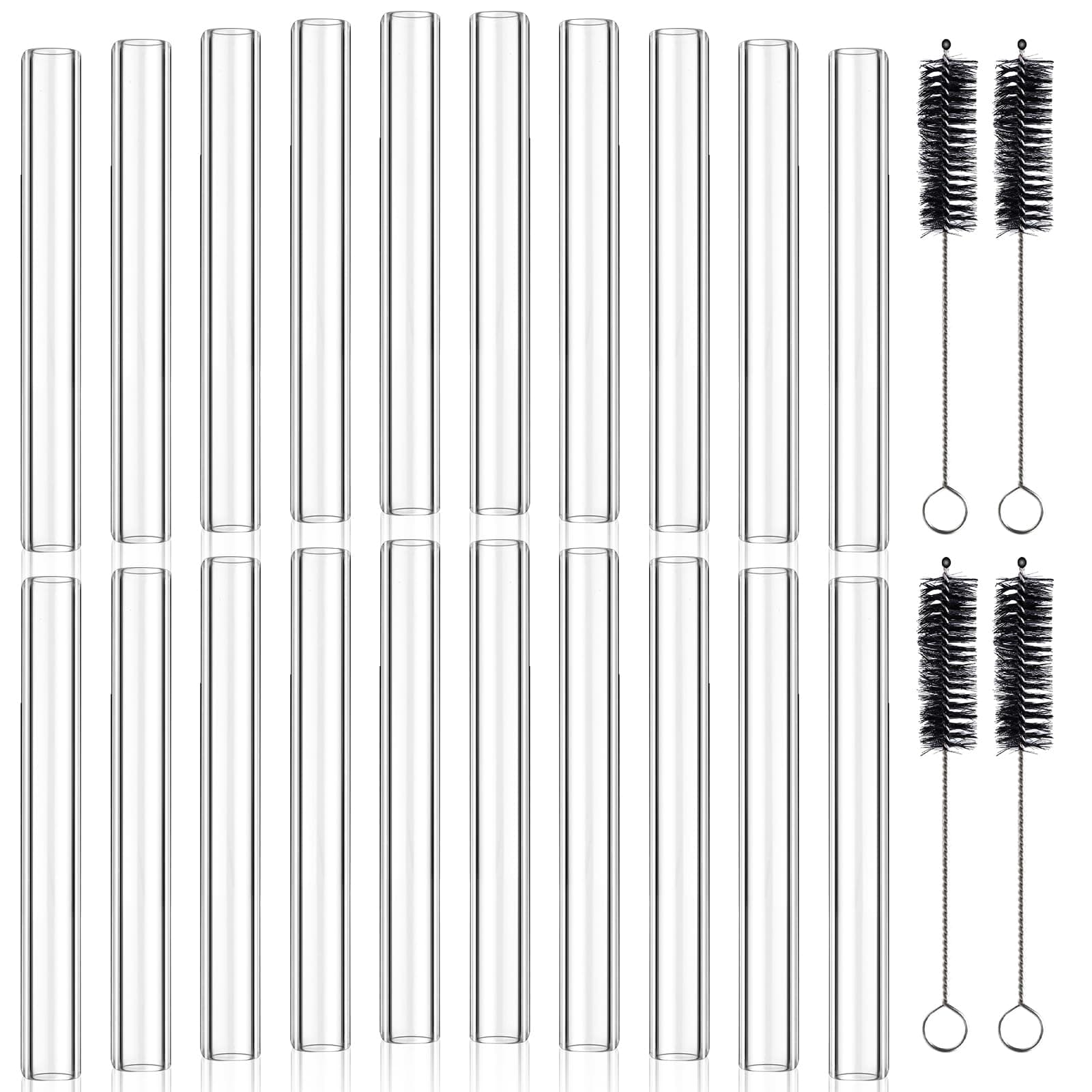 20Pcs 6 Inch Long Clear Borosilicate Glass Blowing Tubes, 12mm OD, 9mm ID, 2mm Thick Wall with 4 Cleaning Brushes