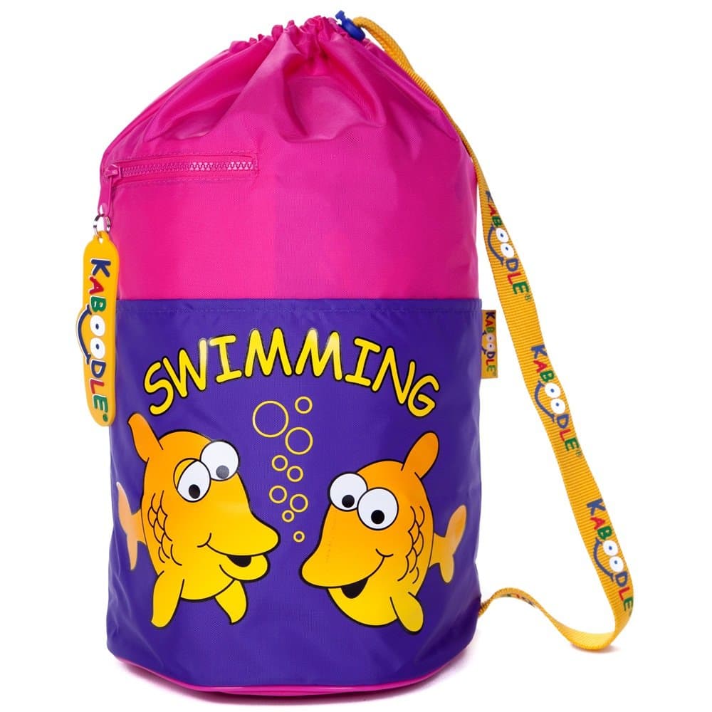 Childrens Waterproof Swim and Sports Bag - Pink and Purple Fish