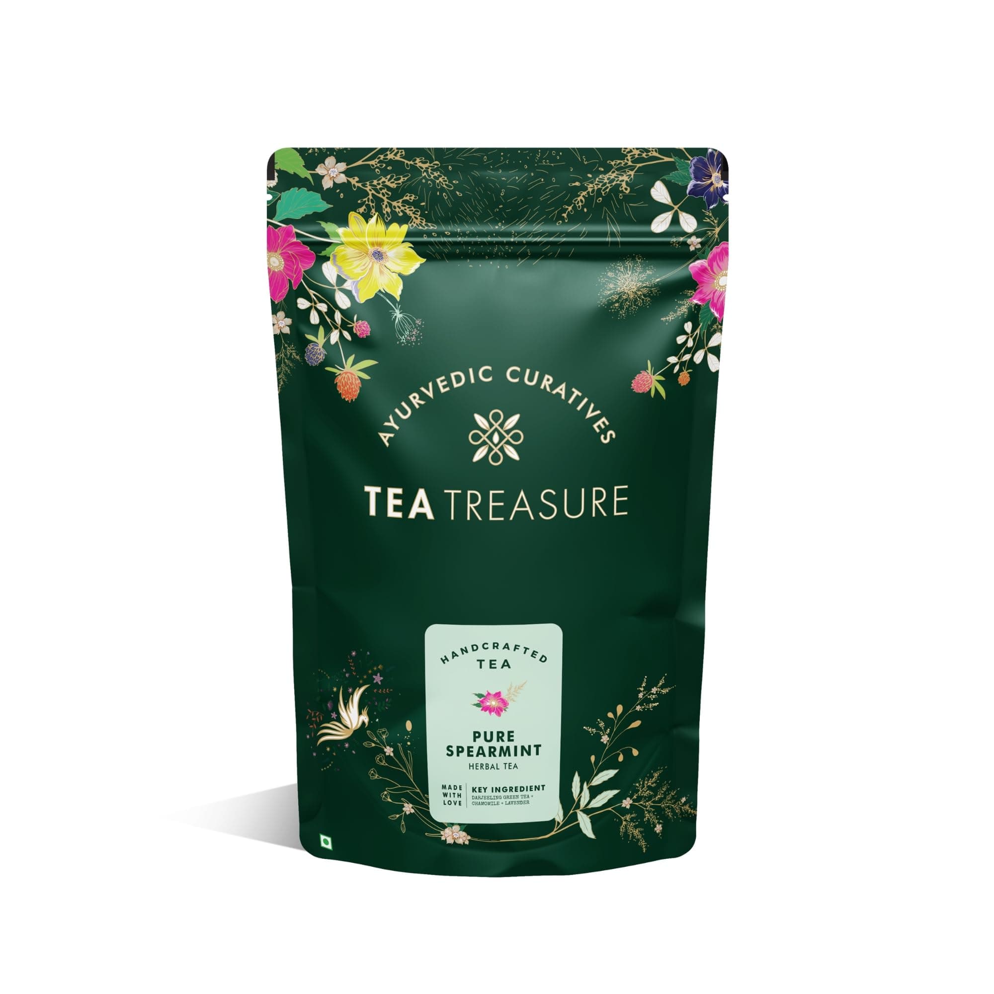 Tea Treasure Spearmint Herbal Tea for PCOS PCOD – 100gm | Hormonal Balance, Reduces Facial Hair & Acne, Digestion Support | Caffeine Free Mint Tea