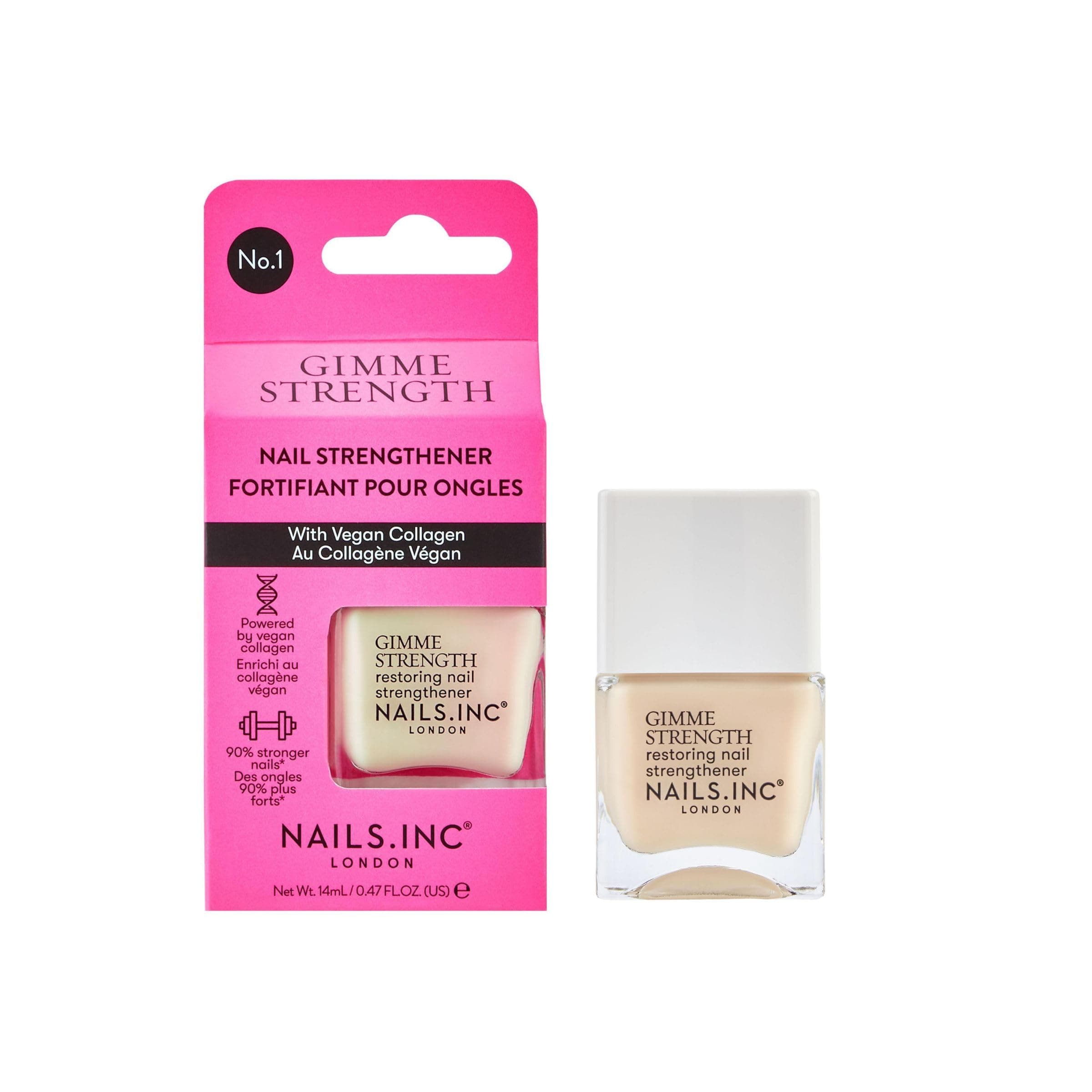 Nails Inc Gimme Strength Nail Treatment, Restoring Strengthener, Vegan Collag...