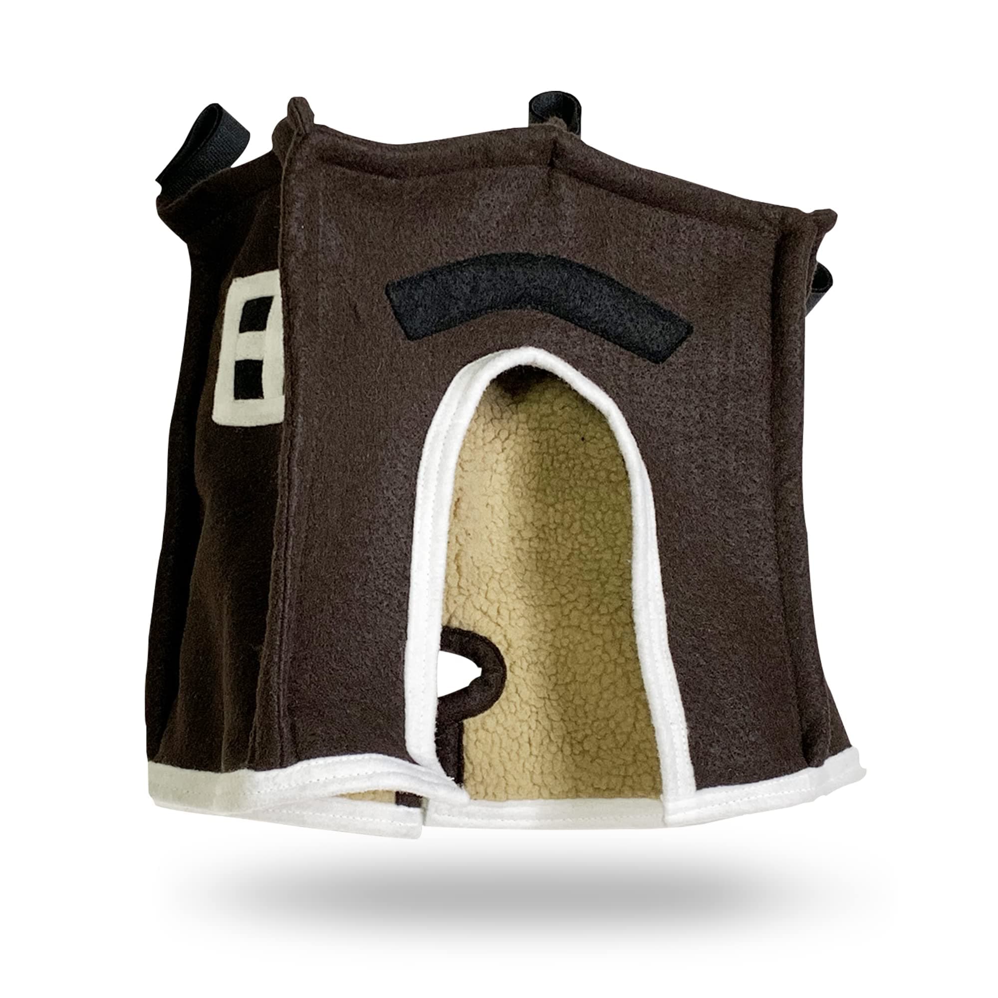 Crazy K Farm - Avian Haven Bird Hut, Comfy Bird Snuggle Hut, Plush Pet Bird Hut for Sleeping and Snuggling, Hanging Bird Cage Hut with Sherpa, Cozy Bird Cage Accessories, Extra Large, Brown