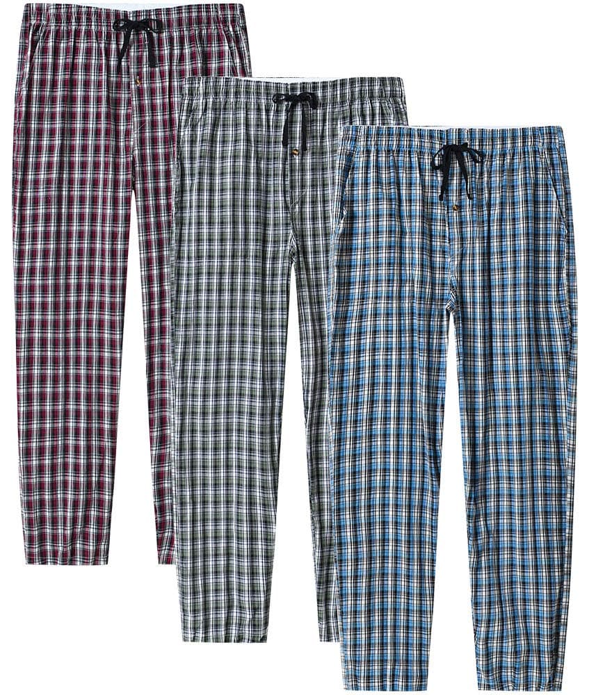 MoFiz Men's Pajama Pants Ultra Lightweight Pjs Bottoms Sleepwear Bottom Pants with Pocket Drawstring 3-Pack