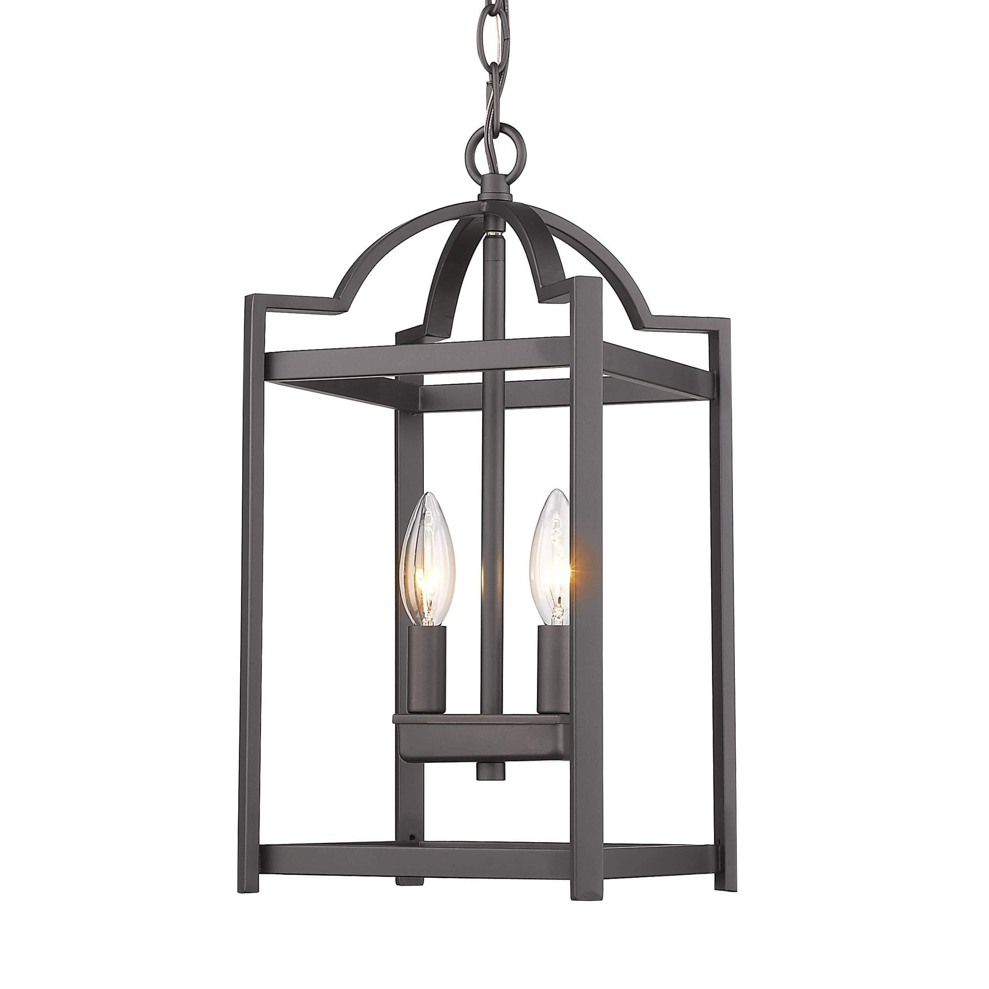 Emliviar 2-Light Lantern Pendant Light, Foyer Chandelier Hanging Light Fixture, Oil Rubbed Bronze Finish, P3038-2