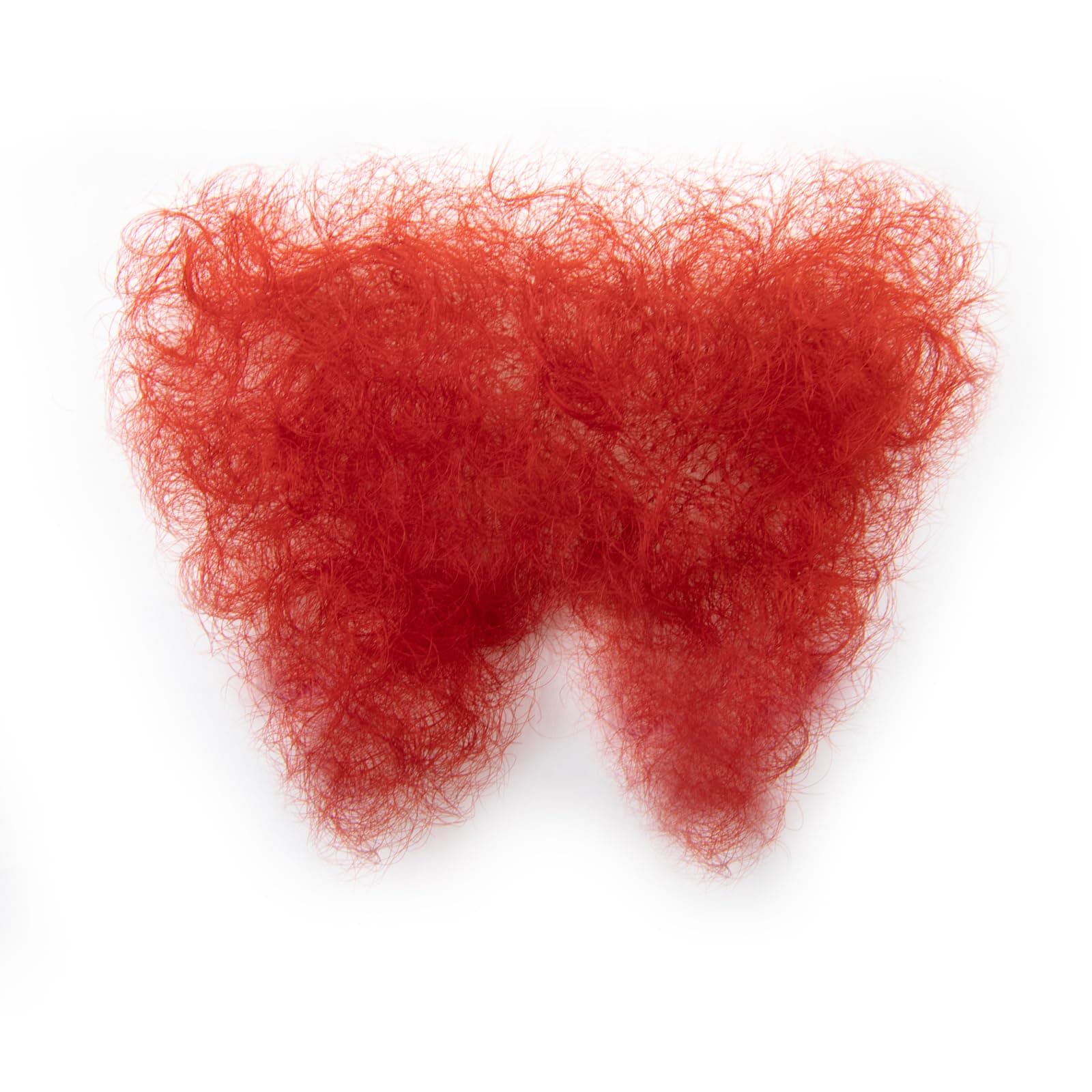 Fake Private Hair Invisible Realistic Bikini Body Hairs Fake Chest Hair Mustache Fake armpit hair 100% Handmade (Red)