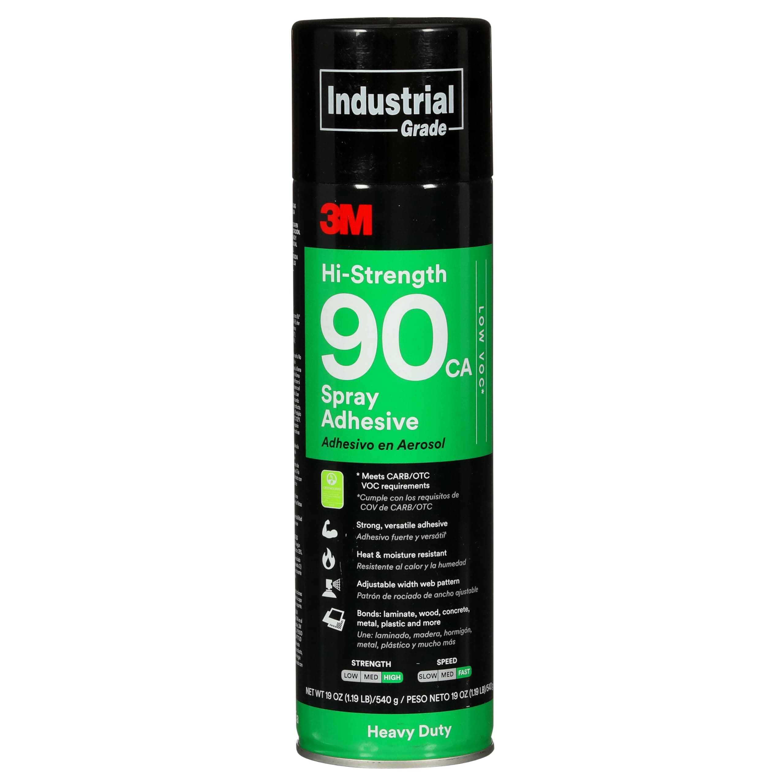 Hi-Strength 90 CA Spray Adhesive, Low VOC, Permanent, Bonds Laminate, Wood, Concrete, Metal, Plastic, Clear Glue, Net Wt 19 oz