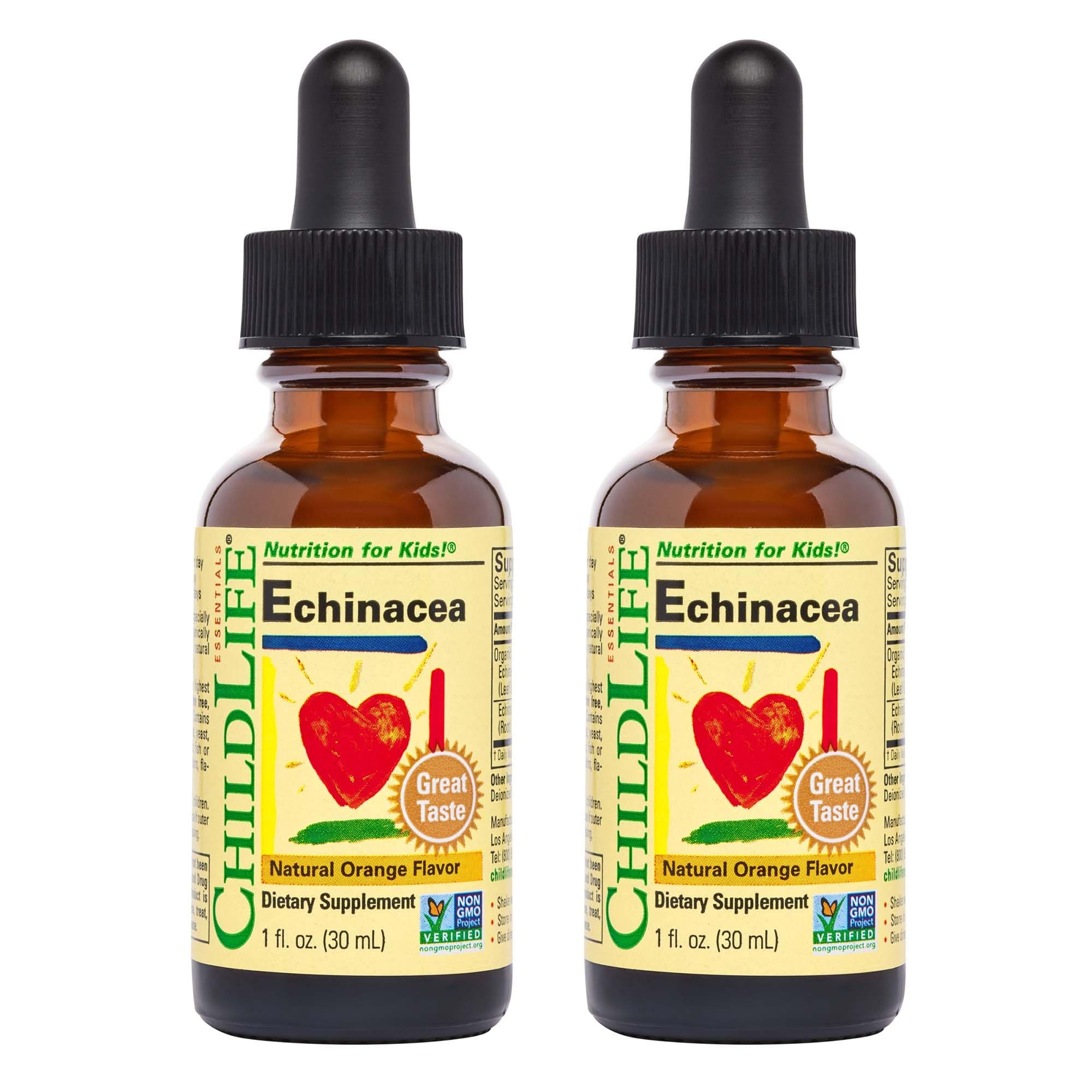 CHILDLIFE ESSENTIALS Echinacea for Kids - Kids Echinacea Drops, Liquid Tincture, Alcohol Free Supplement for Babies, Toddlers, Children - Natural Orange, 1 Fl Oz (Pack of 2)