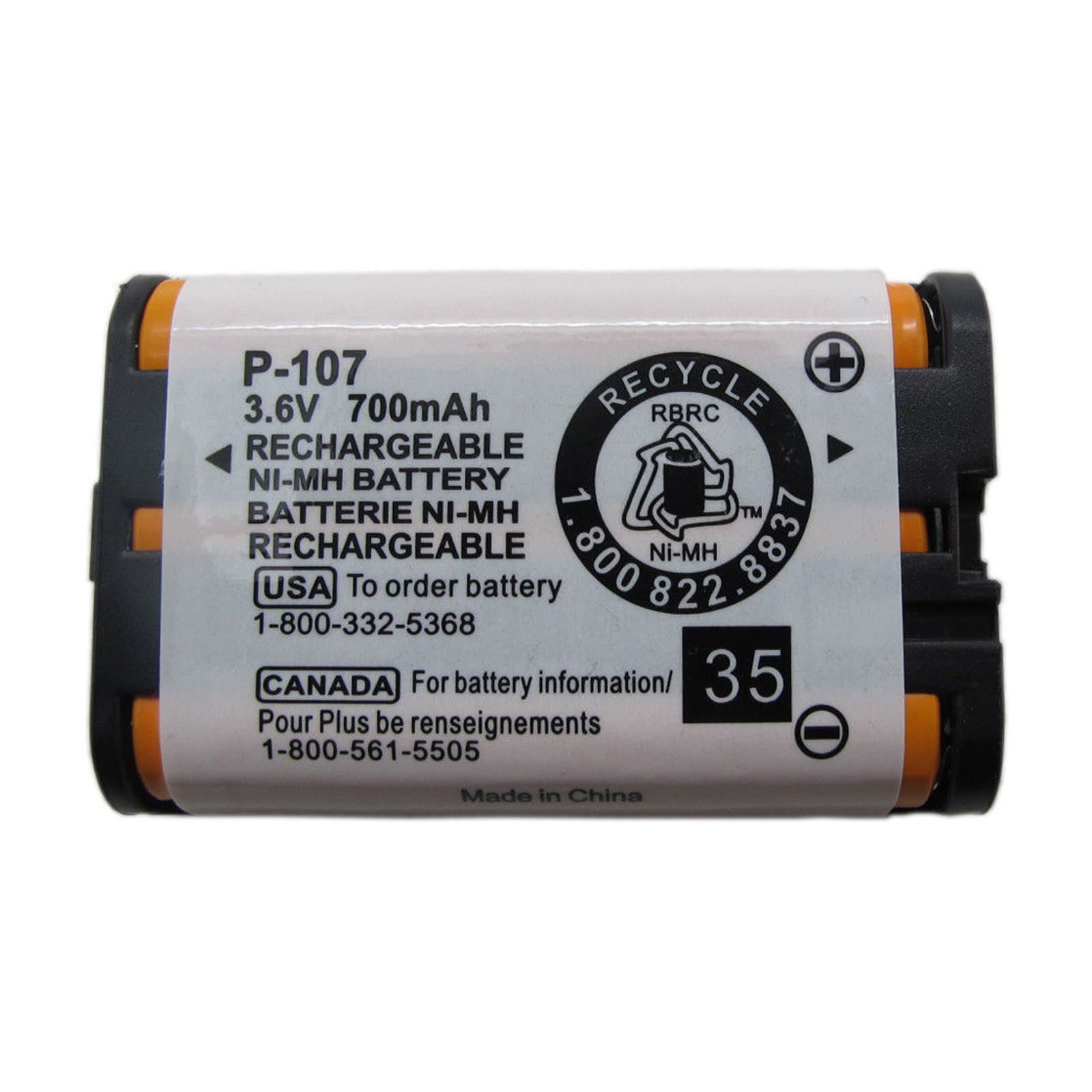 QBLPOWER 3.6v 700mAh HHR-P107 HHRP107 Rechargeable Cordless Phone Battery Compatible with Panasonic HHR-P107A HHRP107A KX-TG6071 KX-TG6074 KX-TGA351 KX-TGA600 Handset Phone (1 Pack)