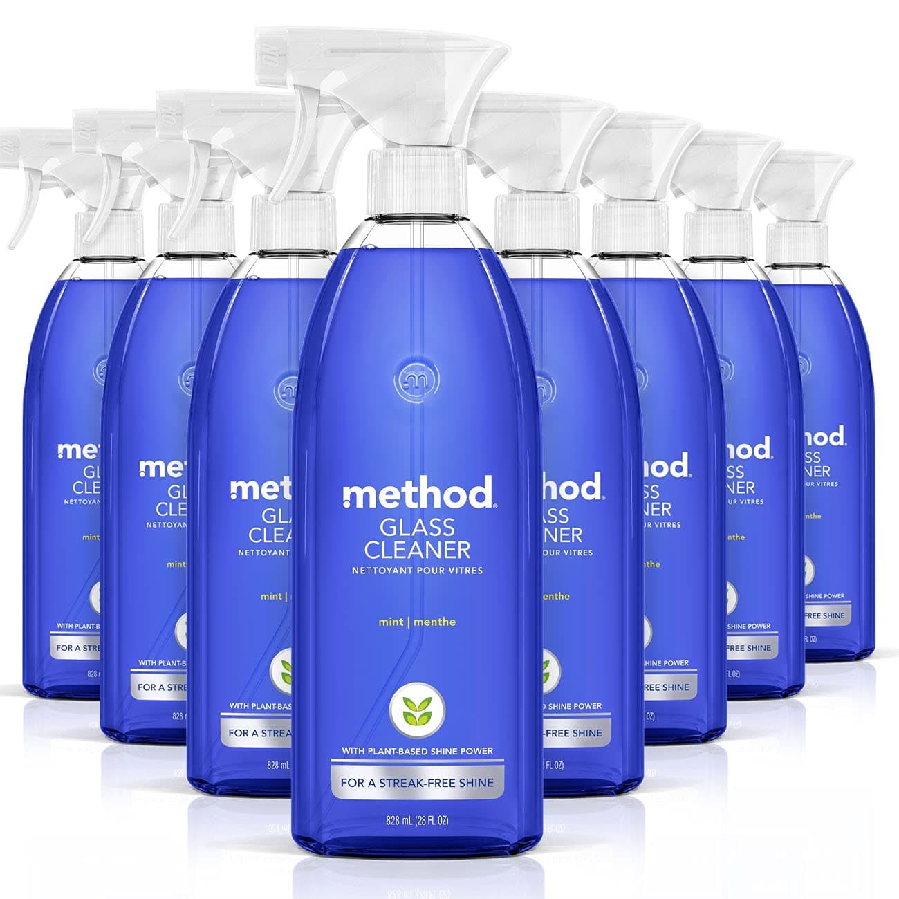 Method Glass Cleaner Spray, Mint, Ammonia Free Solution, Mirror & Window Cleaner - Great for Indoor & Outdoor Glass Surfaces, 28 oz Spray Bottles (Pack of 8)