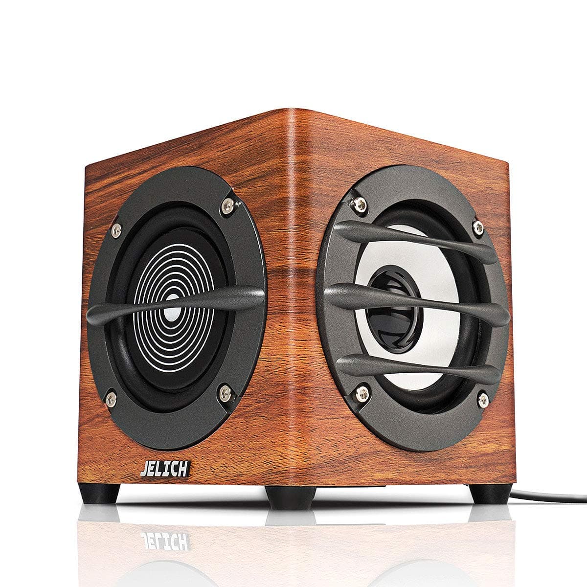 Wood USB Computer Speaker – Wired USB Powered Multimedia Small Speaker with Double Bass for PC /Desktop /Laptops /Smart Phone