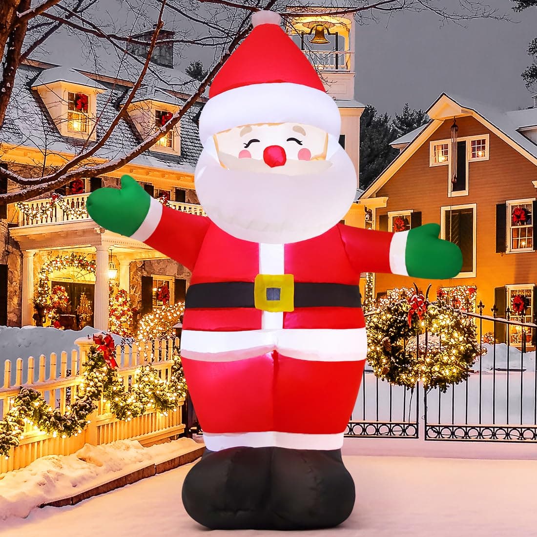 5 FT Christmas Inflatables Santa Claus Outdoor Decorations Blow Up Yard Standing Santa with Built-in LEDs for Holiday Party Xmas Yard Garden Lawn Decor