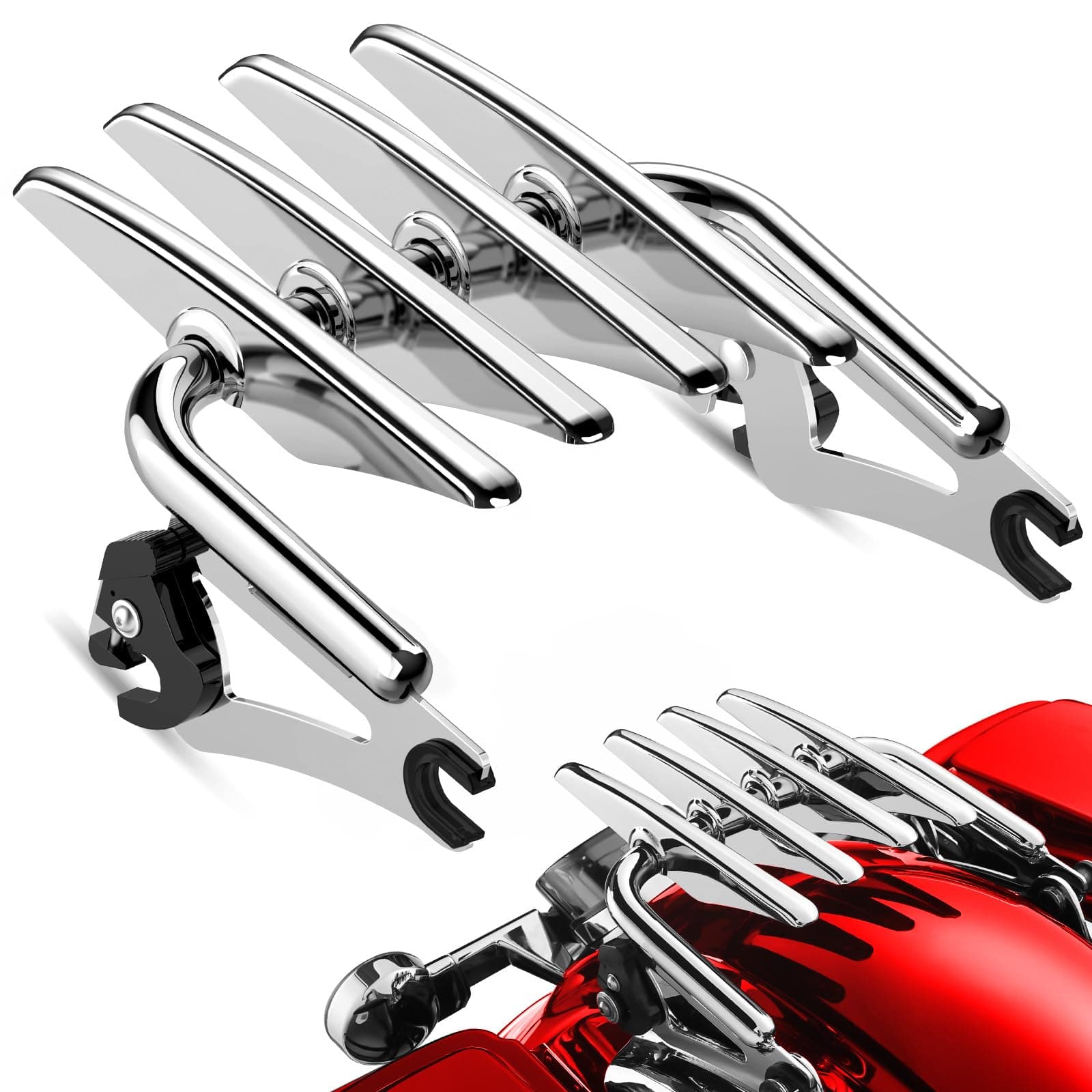 PBYMT Detachable Luggage Rack Compatible for Harley Touring, Stealth Luggage Rack Compatible with Harley Davidson Street Glide Road Glide Road King Electra Glide Ultra Limited 2009-2024 (Chrome)