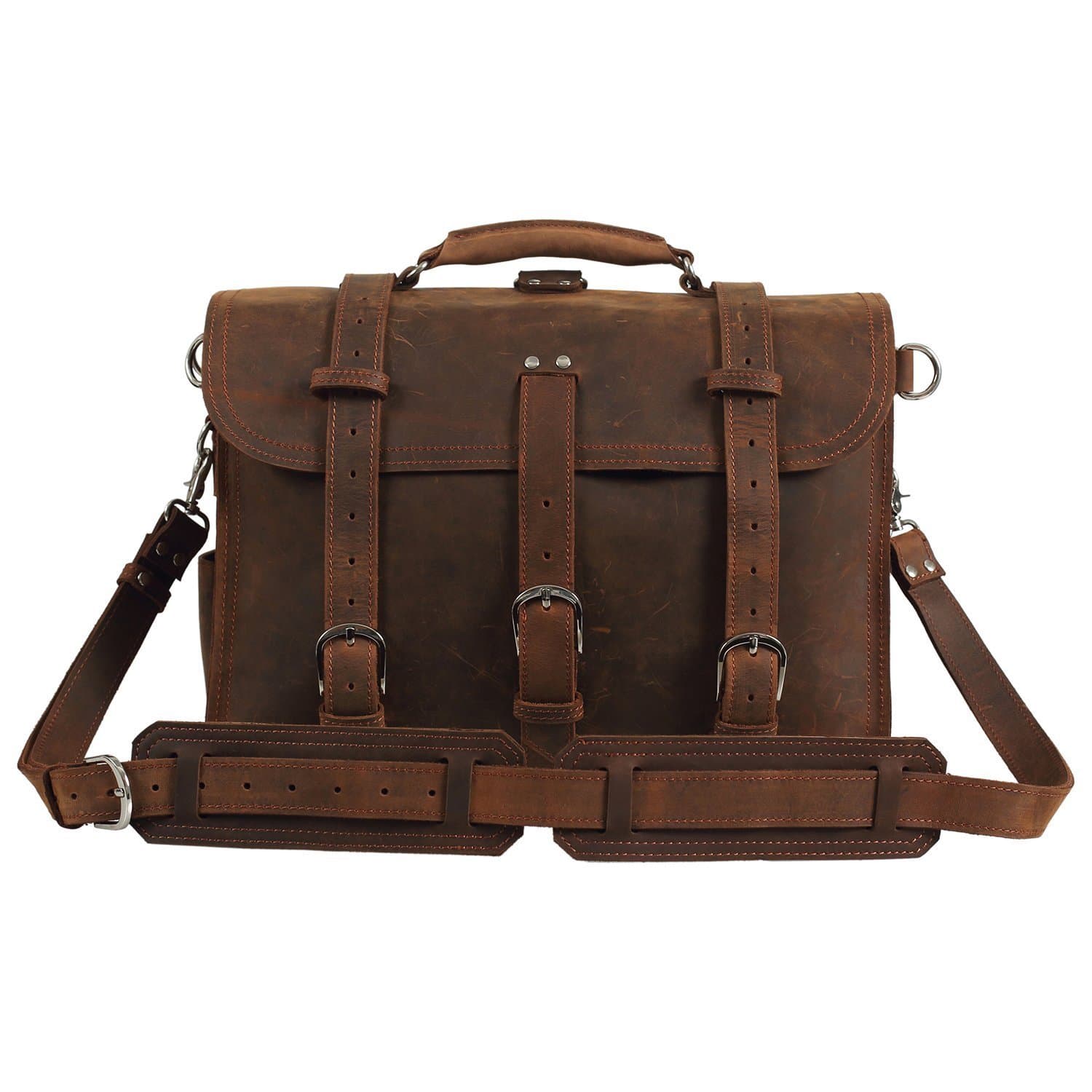 Aibag Men's Real Cow Leather Shoulder Briefcase Messenger Bag