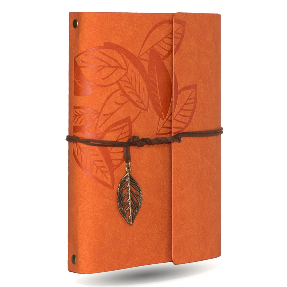 Scrapbook Photo Album,Vintage DIY Leather Scrapbooking "Maple Leaf" Retro Memory Photo Book Wedding Guestbook Family 60 Pages Sketchbook Gift for Birthday Anniversary Baby Father Mother's Day(Orange)