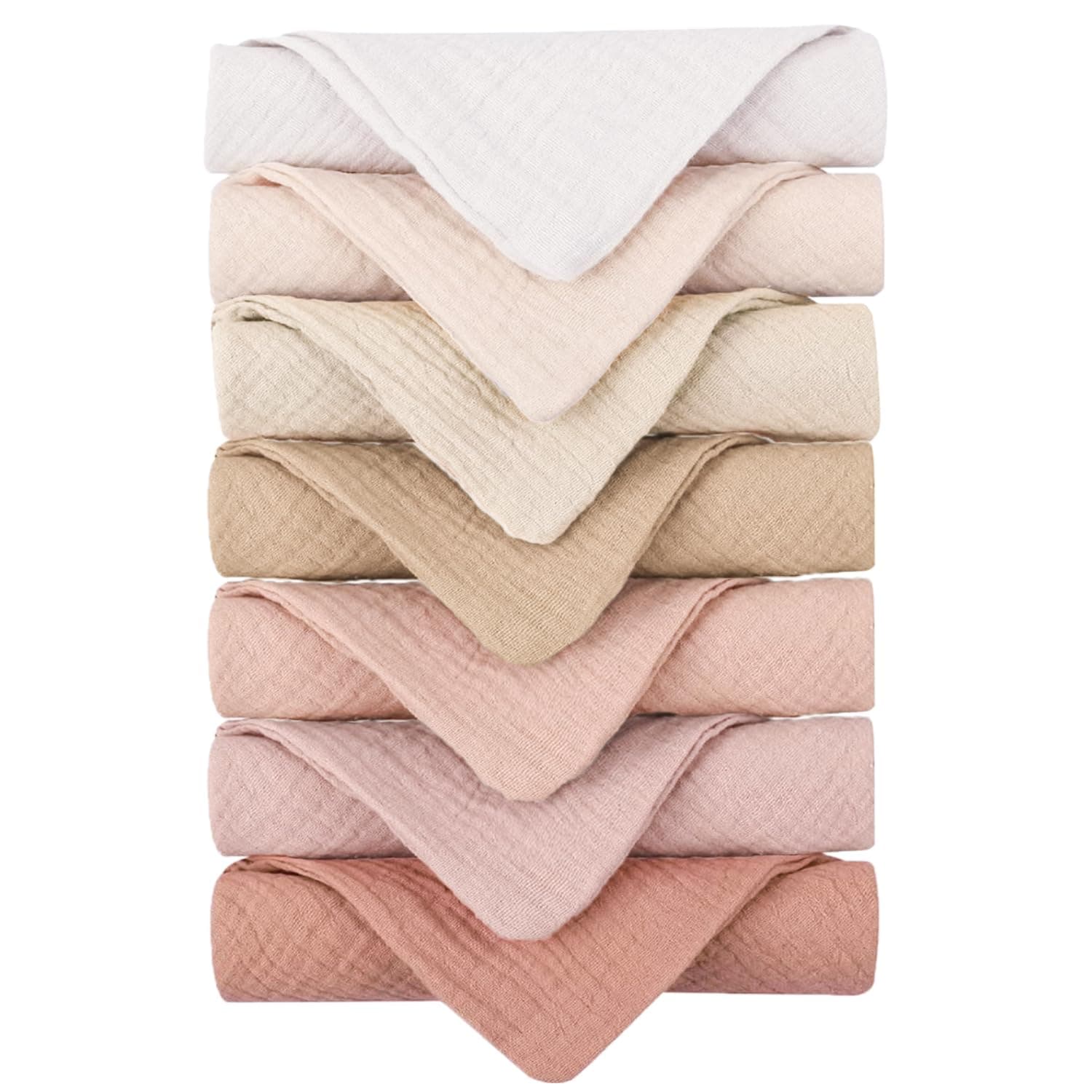 Baby Muslin Washcloths 7-Pack, 100% Cotton Baby Bath Washcloths, Soft & Absorbent Wash Cloths and Burp Cloths for Newborn Kids Girls & Boys, 11x11 inches