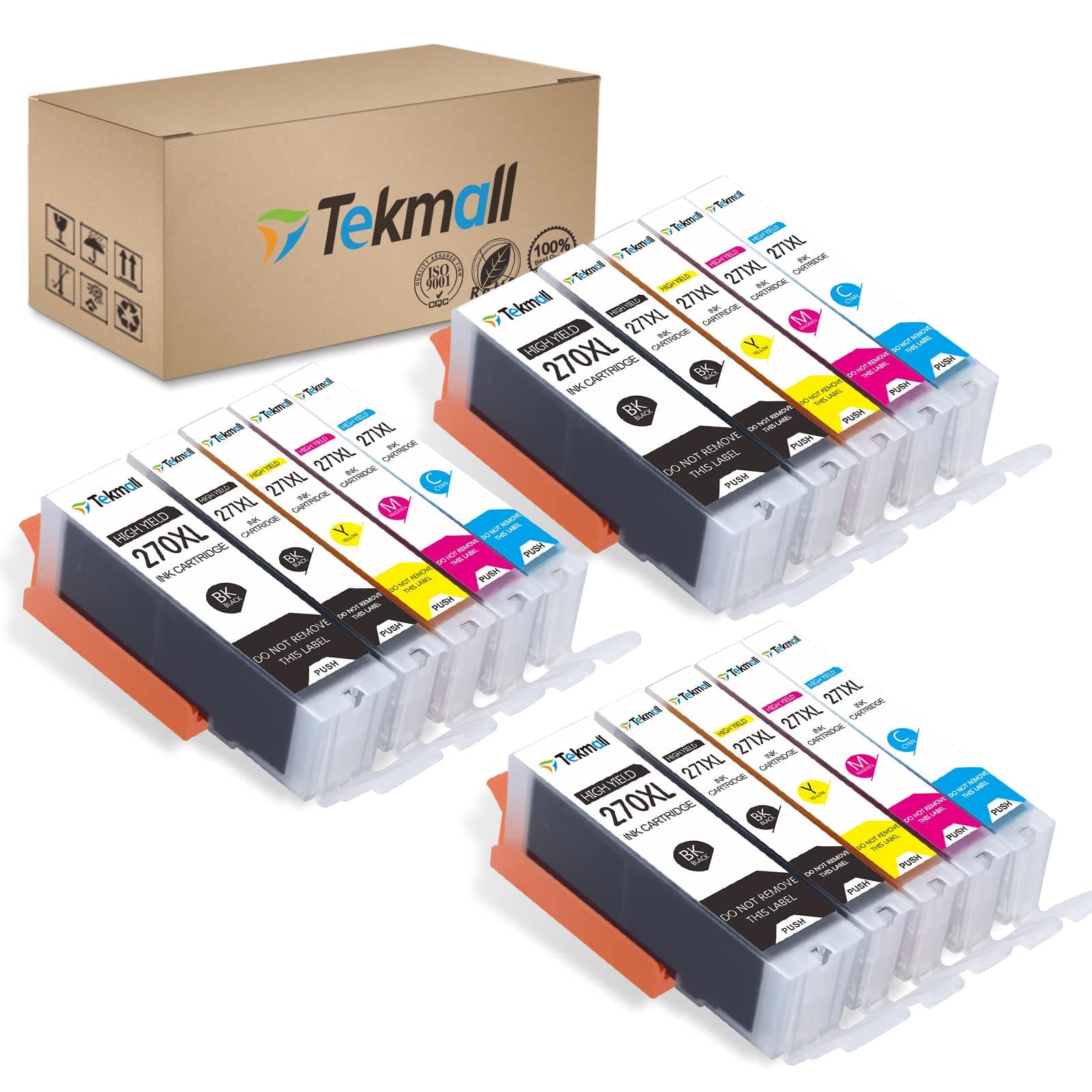 Tekmall Compatible Ink Cartridges Replacement for PGI-270XL CLI-271XL Work with PIXMA TS5020, TS6020, MG6821,MG5720, MG5721,MG5722,MG6820,MG6822 Printers-15Packs (3Sets Without Gray)