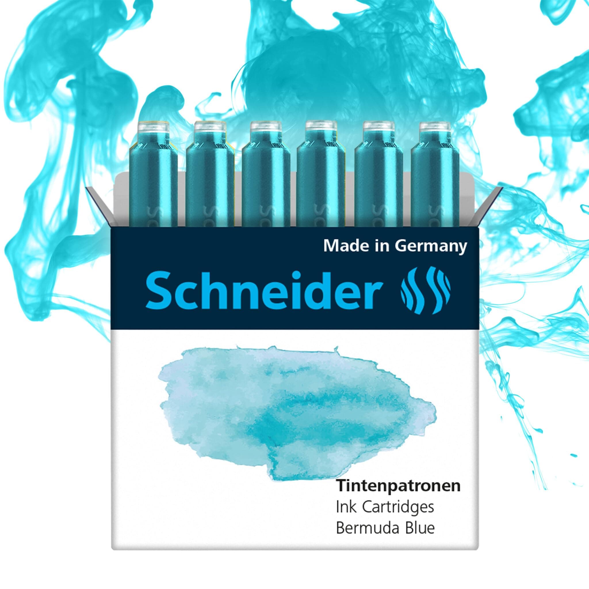 Schneider INK CARTRIDGE PASTEL, 6 CARTRIDGES/BOX, BERMUDA BLUE (166134)