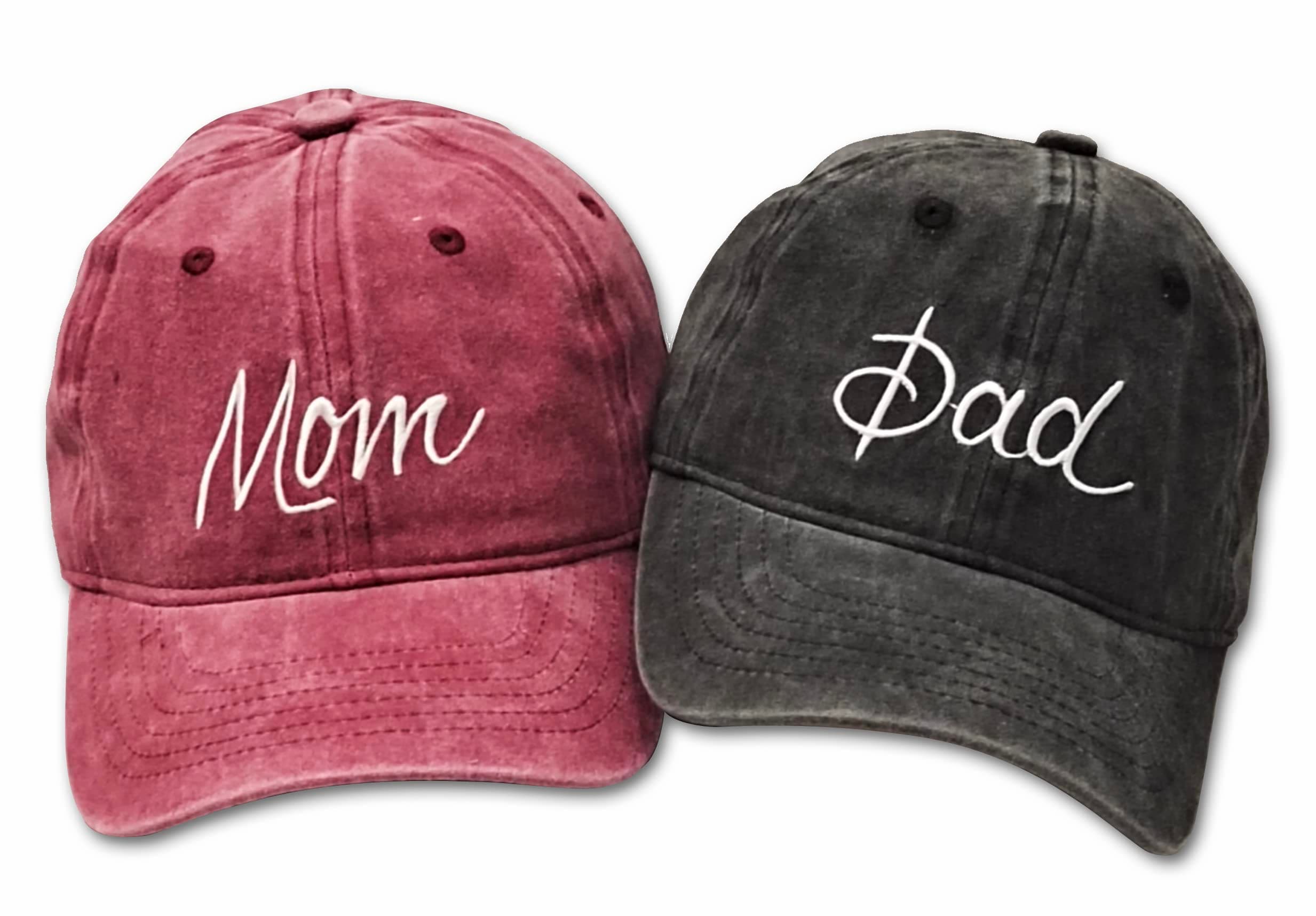 YEMIANJULionhvf12 Embroidered Mom and Dad Hats Adjustable Distressed Baseball Cap Mama Daddy 2 Pcs, Momdadhat_8198, Medium-Large