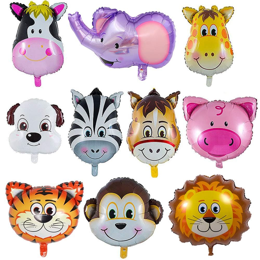 Jungle Safari Balloons,10PCS Gifts for Kids Party Decorations Balloons, Animals Foil Balloons Theme Birthday Decorations,Zoo Balloons Set for Baby Shower Decorations,Wedding Graduation Party Supplies