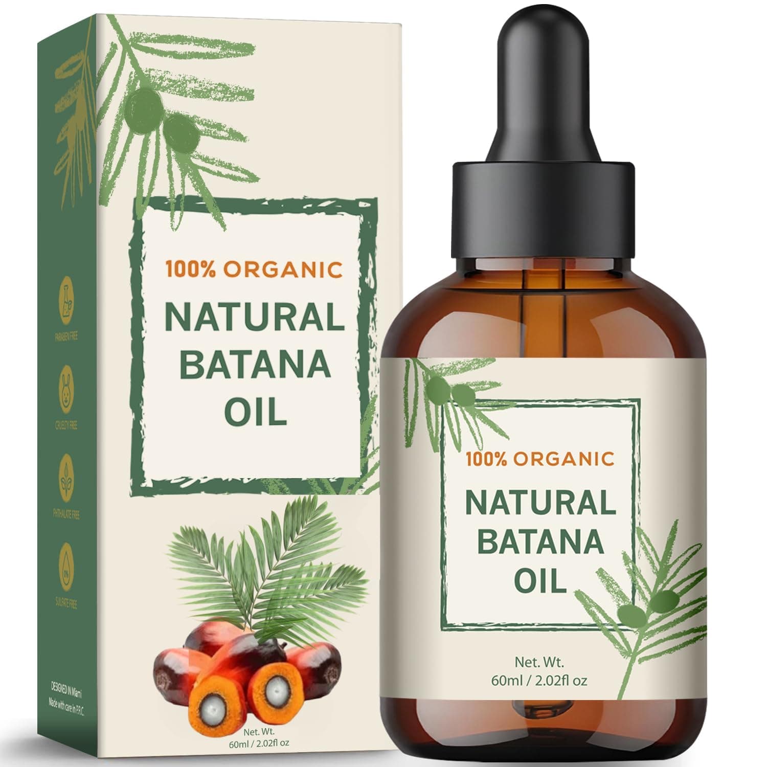 Raw Batana Oil for Hair Growth from Honduras, Dr. Sebi Hair Oil 100% Natural and Pure Nourishment to Eliminate Split Ends and Hair Loss in Men & Women.