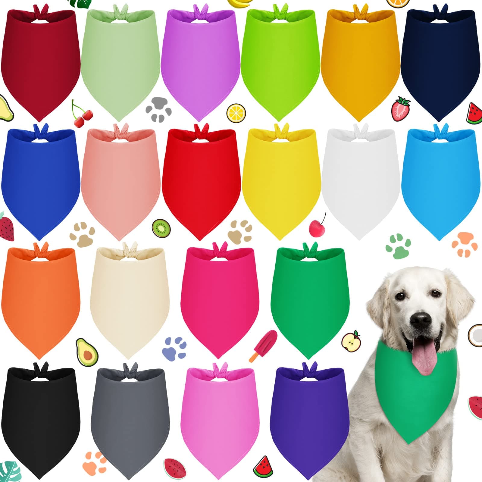 Saintrygo 20 Pieces Puppy Bandana Sublimation Plain Dog Bandanas Heat Transfer Pet Washable Blank Adjustable Solid Color Assorted Triangle Bibs for Pets (32 x 22 x 22 Inch)