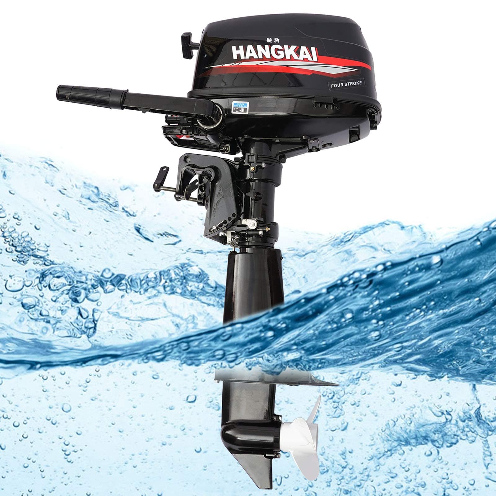 Outboard Motor, 4 Stroke 6.5 hp 123cc Heavy Duty Boat Engine Fishing Boat Motor w/CDI System Water Cooling System