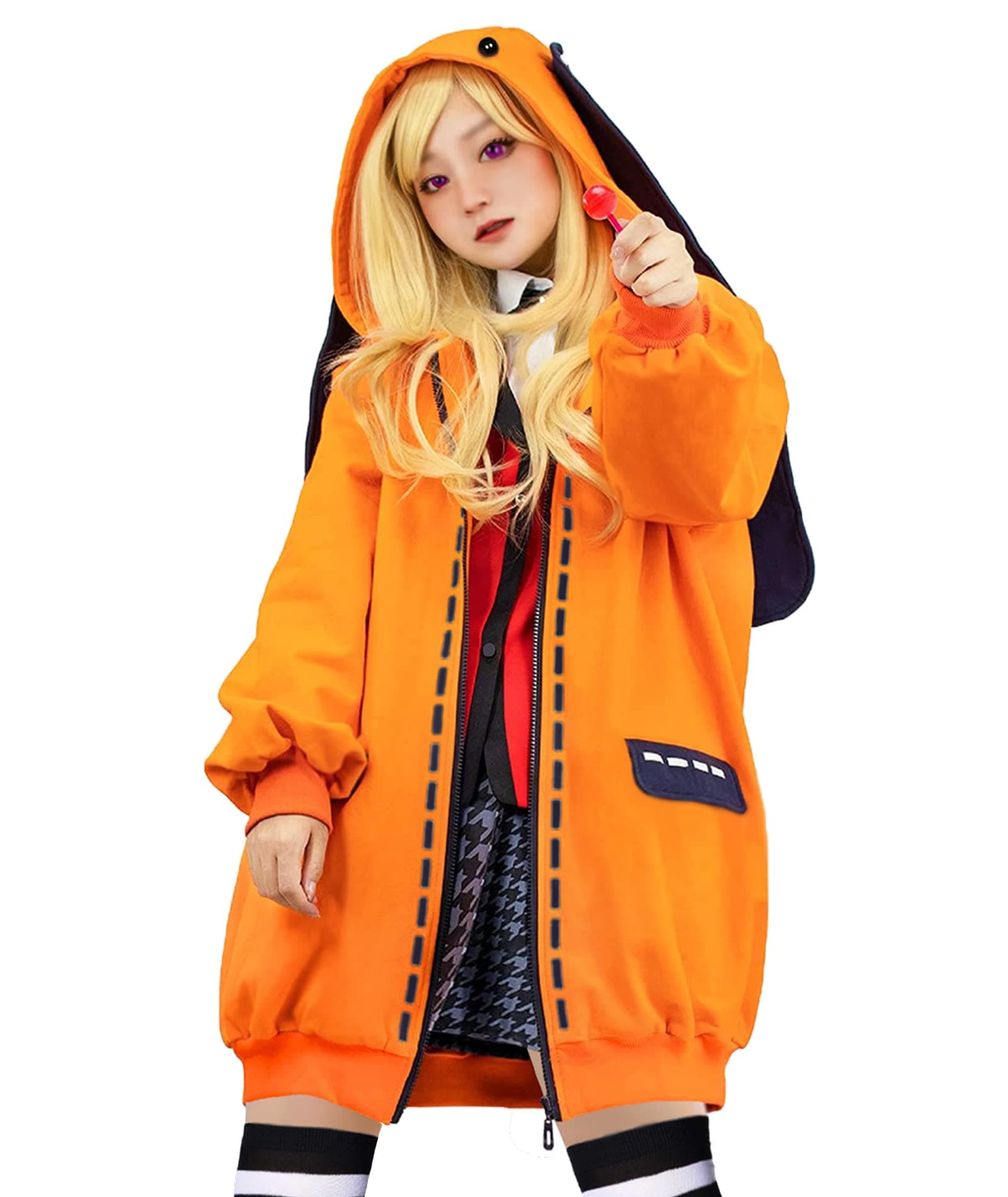 Anime Runa Cosplay Costume Bunny Ears Hoodie Hooded Jacket Coat Women Girl