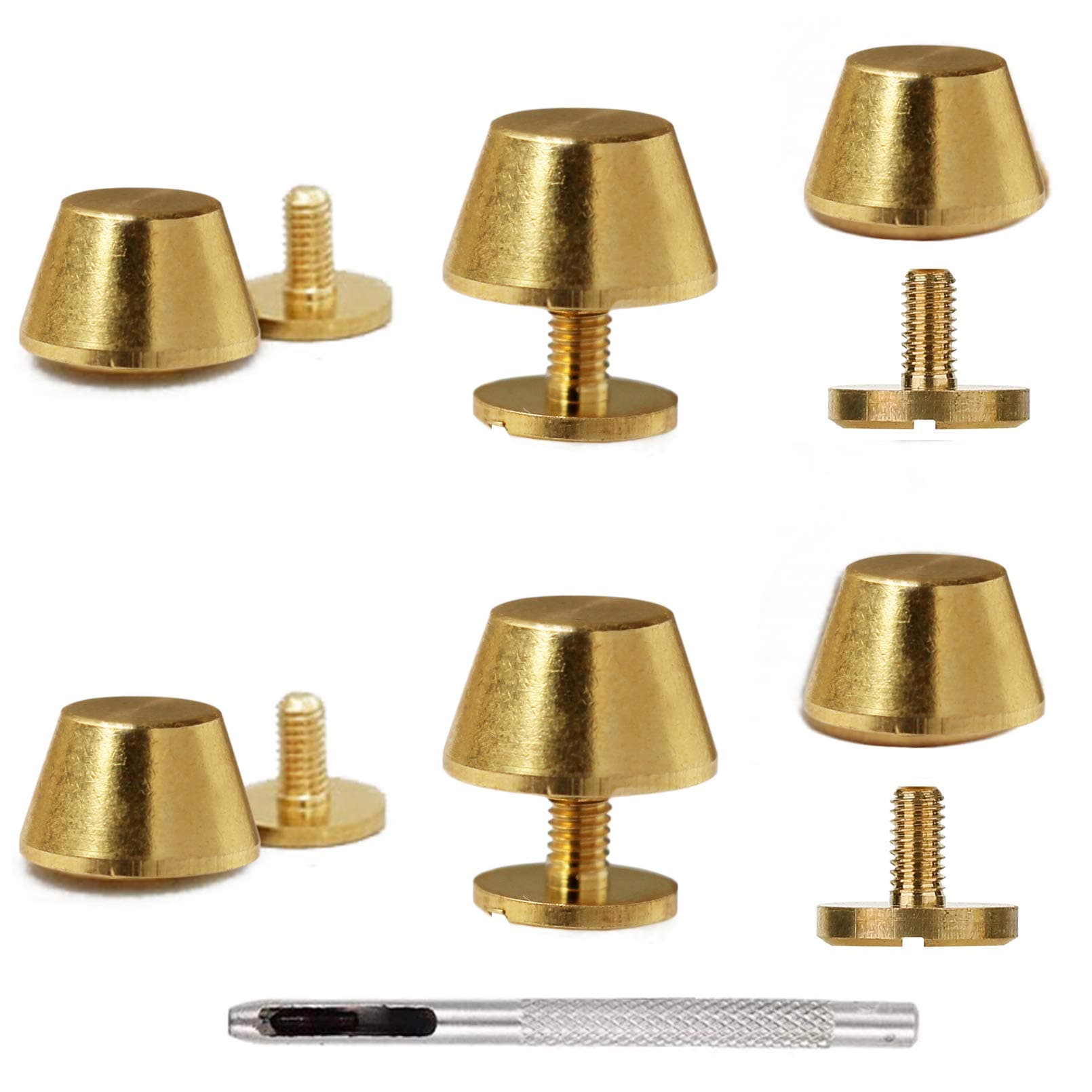 6Pcs Handbag Purse Feet, Round Metal Brass Studs Screw-Back Feet for Purses,Totes