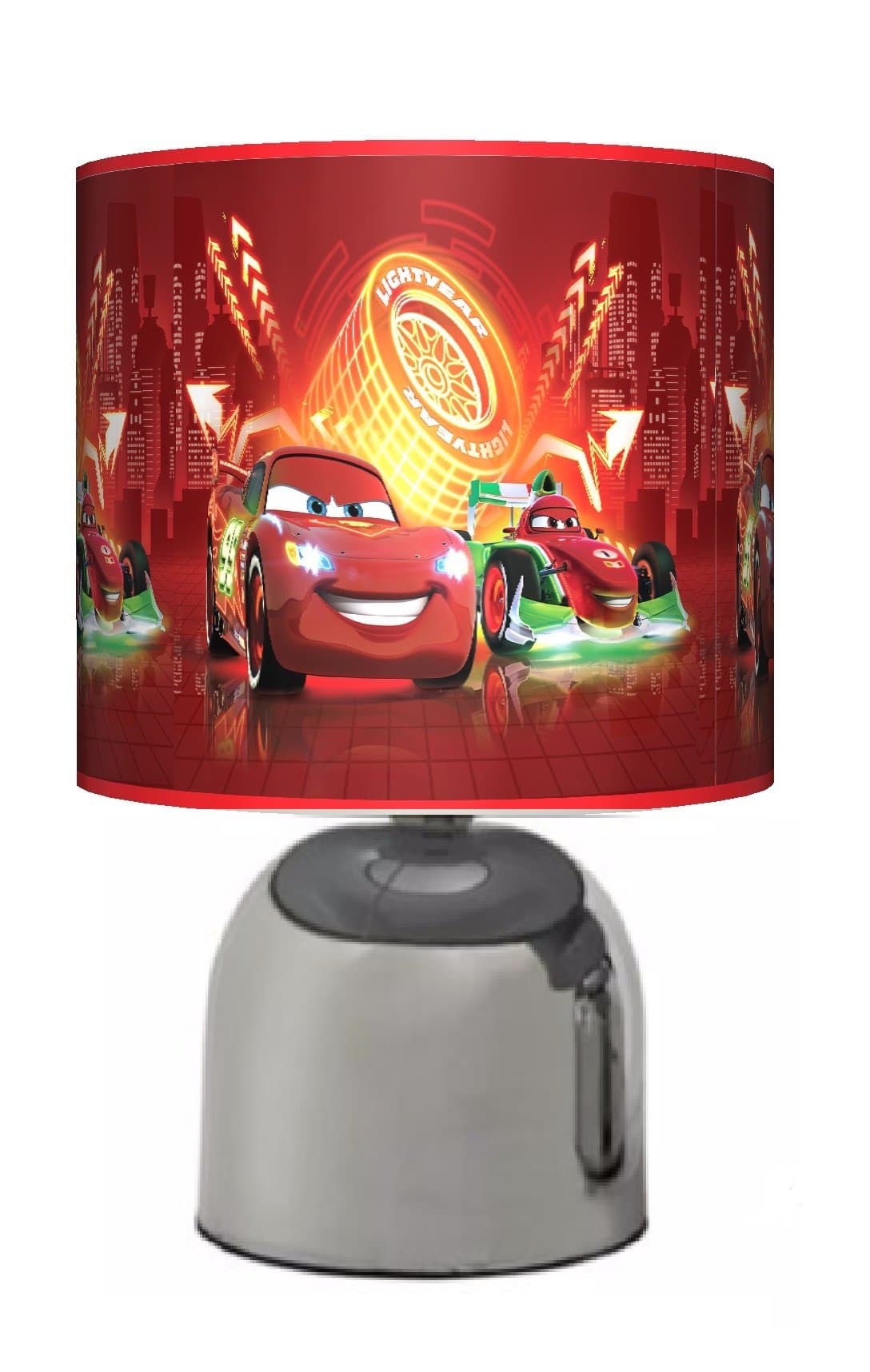 Cars NEON - Bedside Touch LAMP - Boys Bedroom Light/LAMP Shade - RED - Mains Operated (UK Plug)
