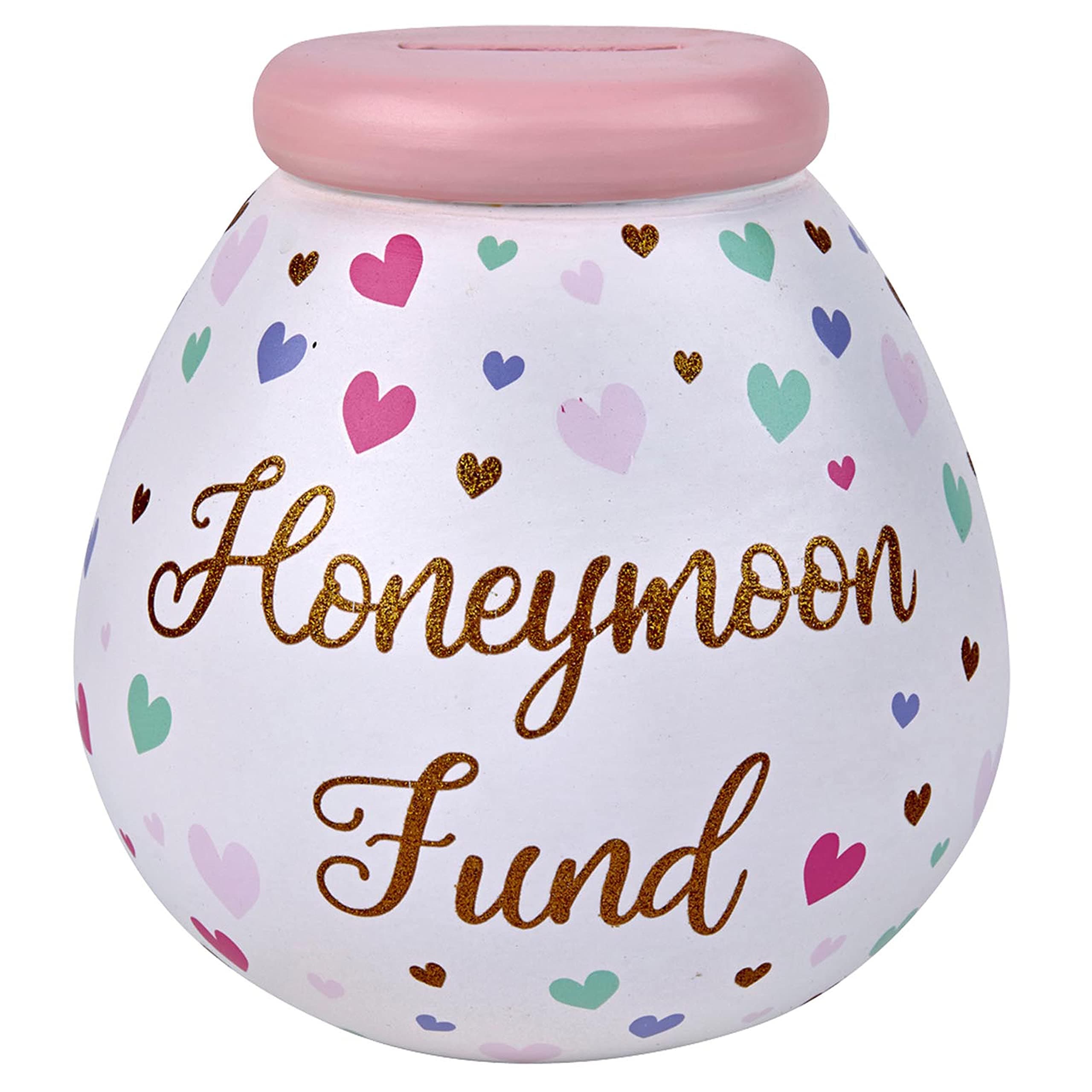 Pot of Dreams Honeymoon Fund Hand Painted Save And Smash Handcrafted Ceramic Money Box | Eco Freindly & Recyclable Pink Piggy Bank | Decorative Gift and Save for Wedding & Honeymoon fund