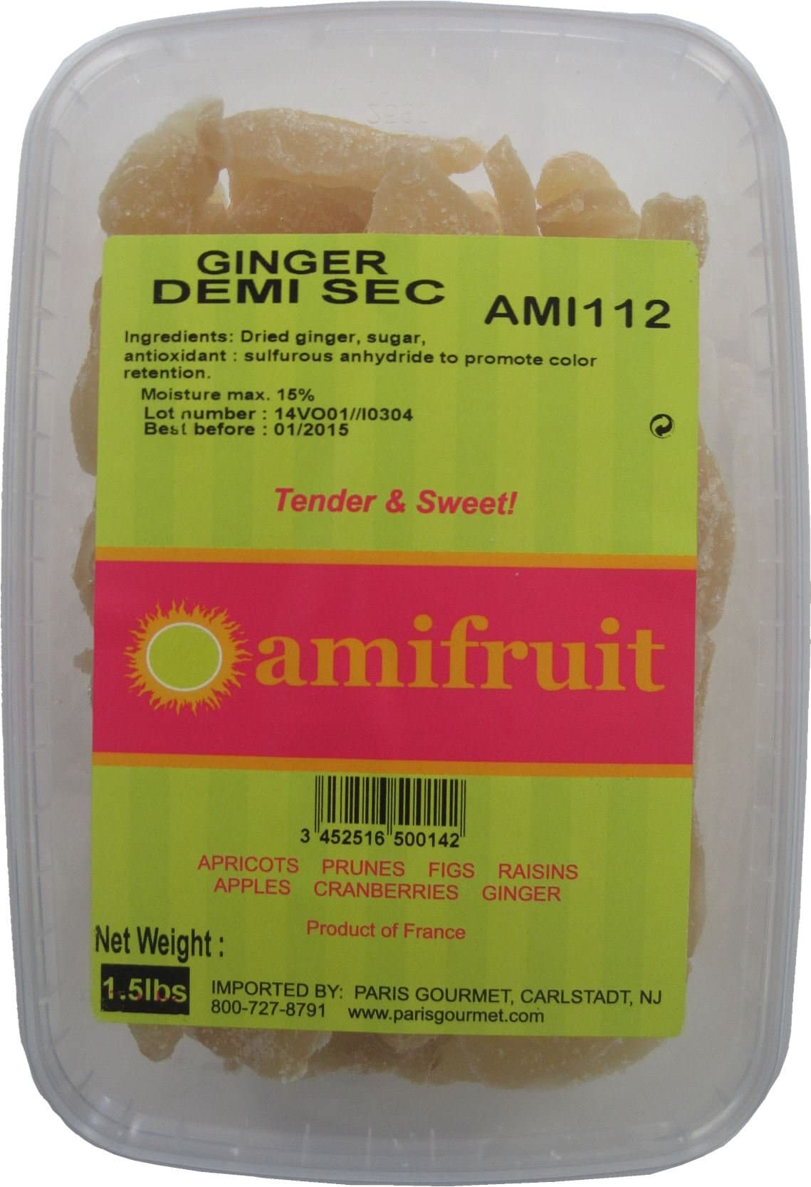 Amifruit Demi-Sec Ginger Slices 1.5 Lbs